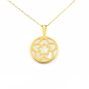 Colgante Oro Nacar flor 5 petalos (9kts)
