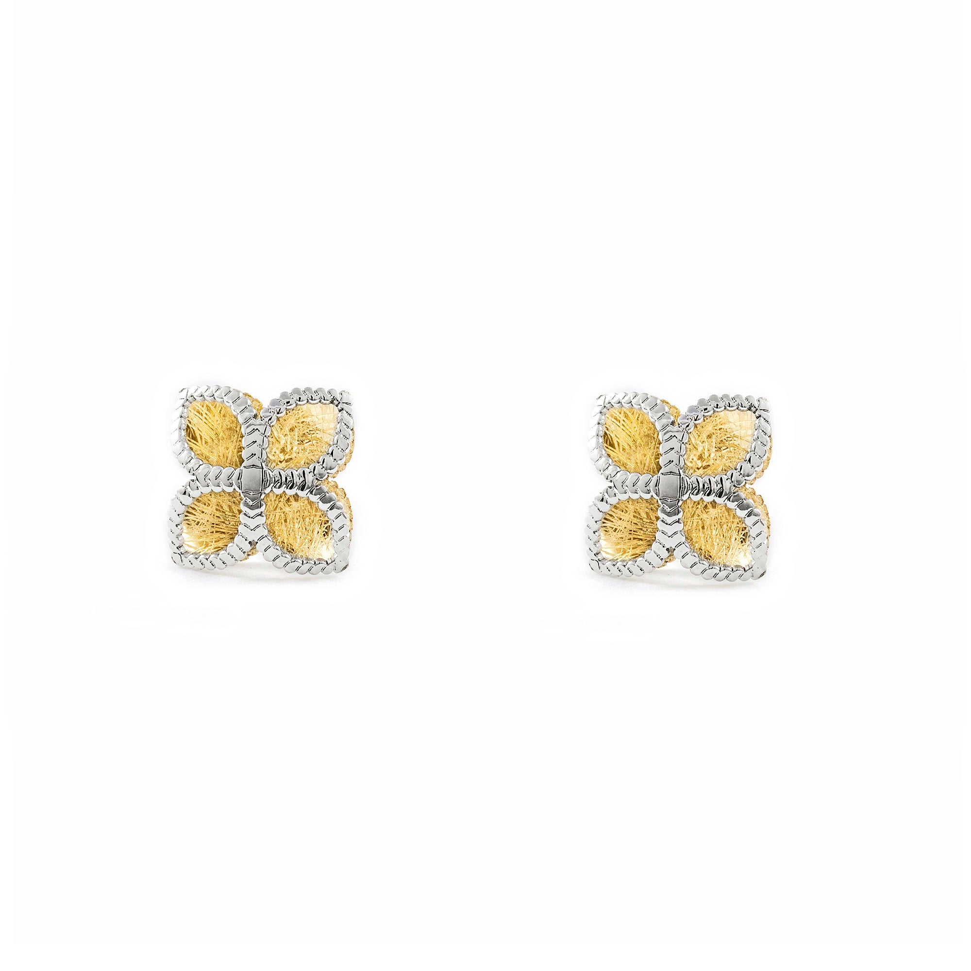 Pendientes Mujer-Niña Oro Bicolor 9K Liso Cruz Texturado