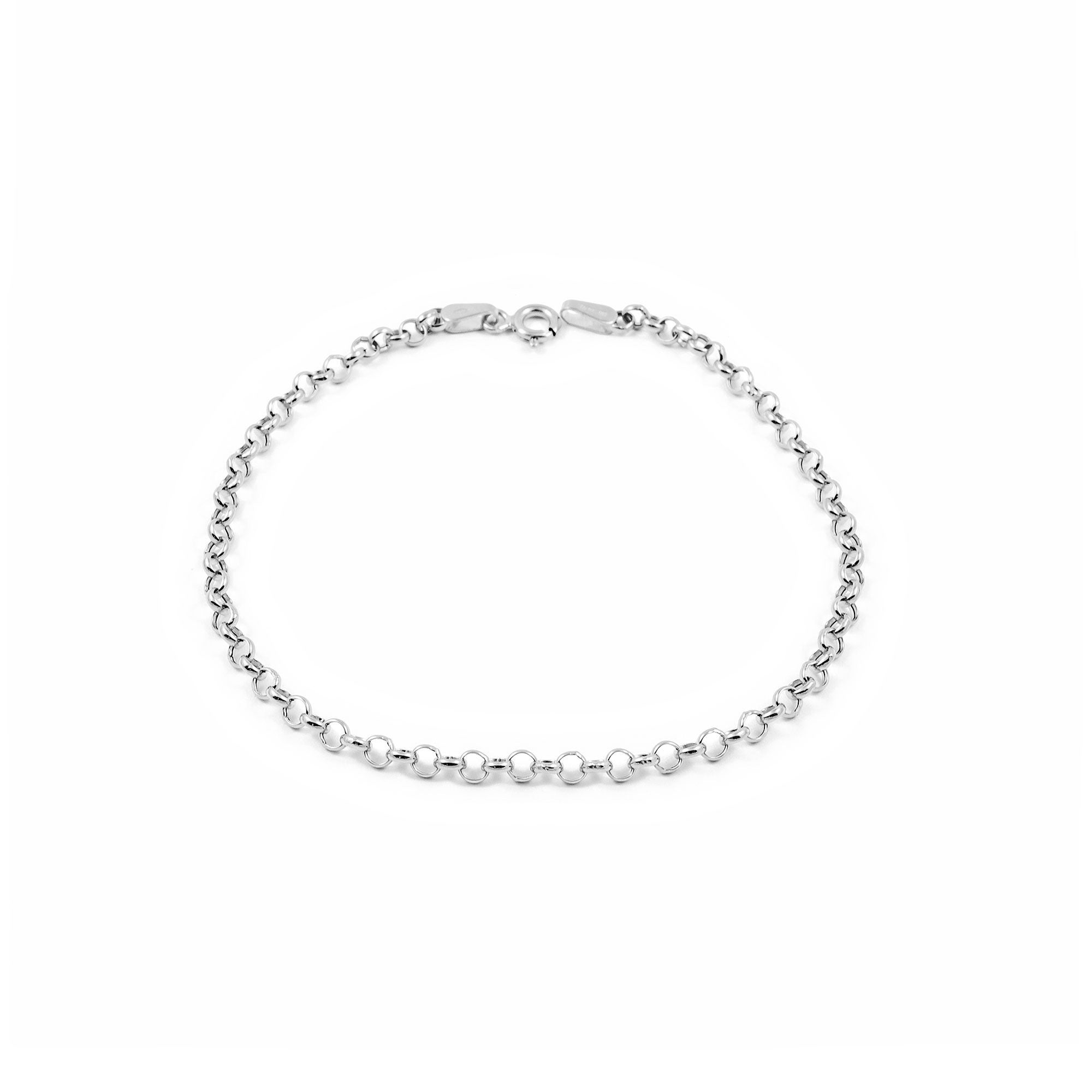 Pulsera Mujer Oro Blanco 18K Rolo (3 mm) Brillo 19 cm
