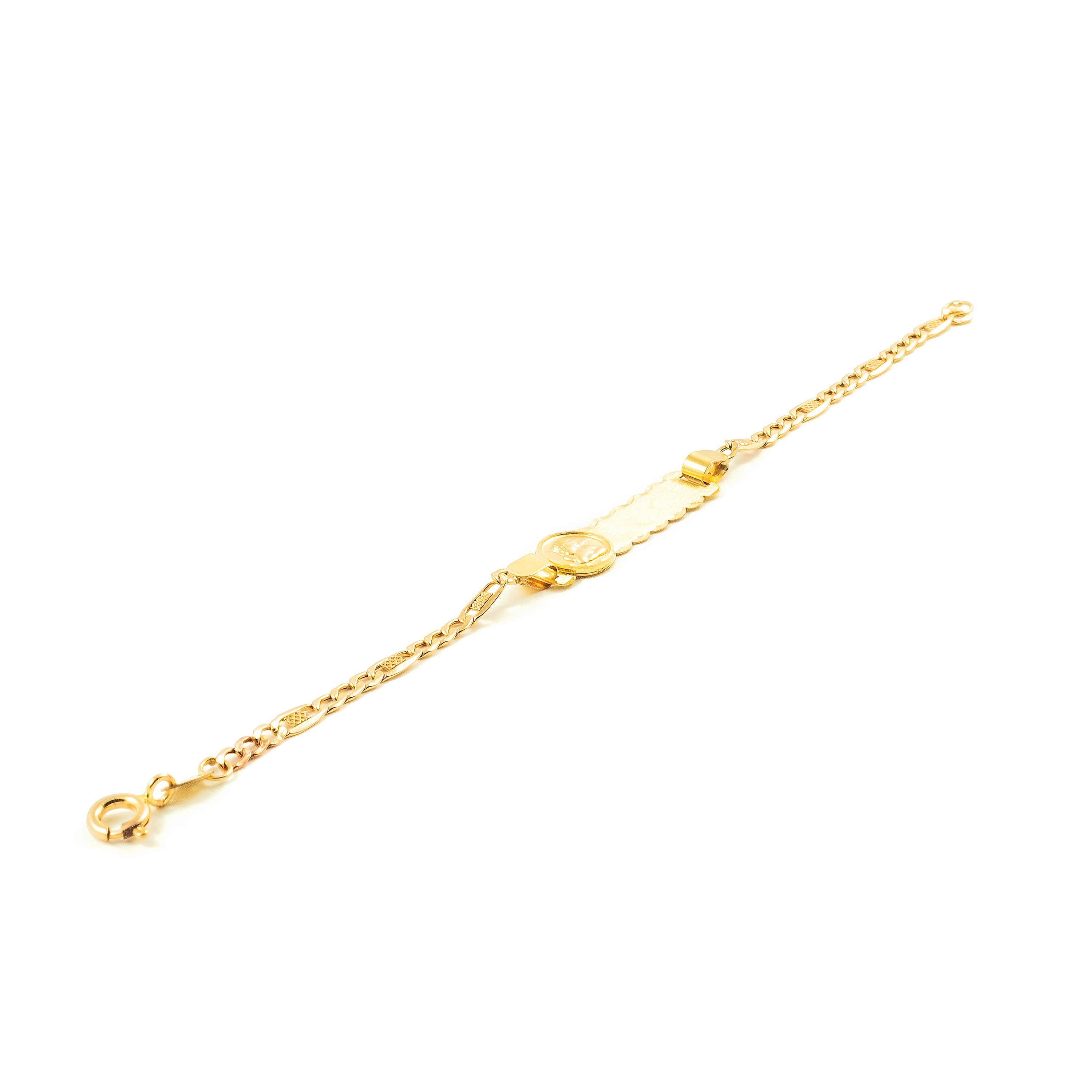 Personalized 9K Yellow Gold Girl's Bracelet Angel Matte and Shiny 14 cm