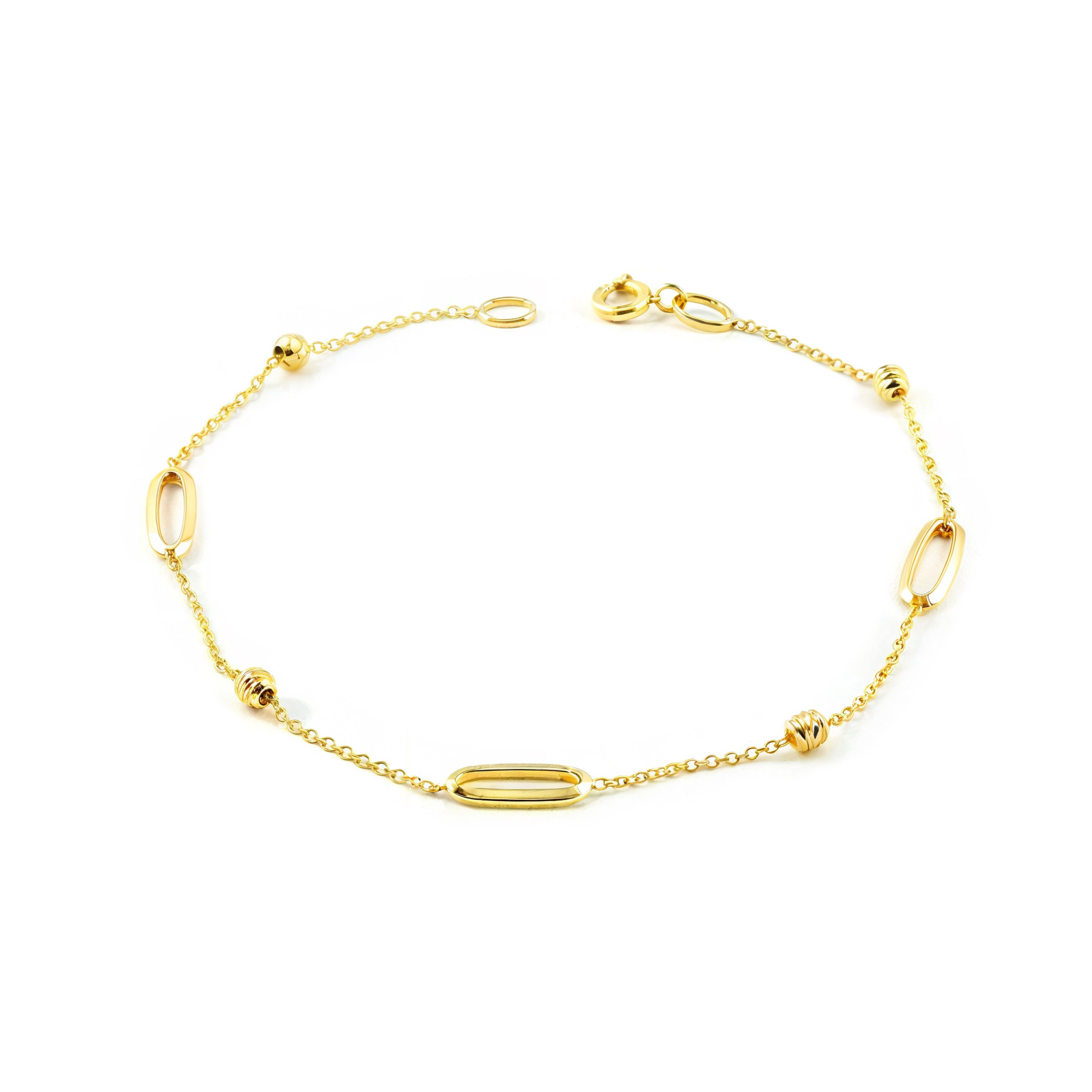 Pulsera Mujer Oro Amarillo 9K Oval Brillo y Textura 18 cm