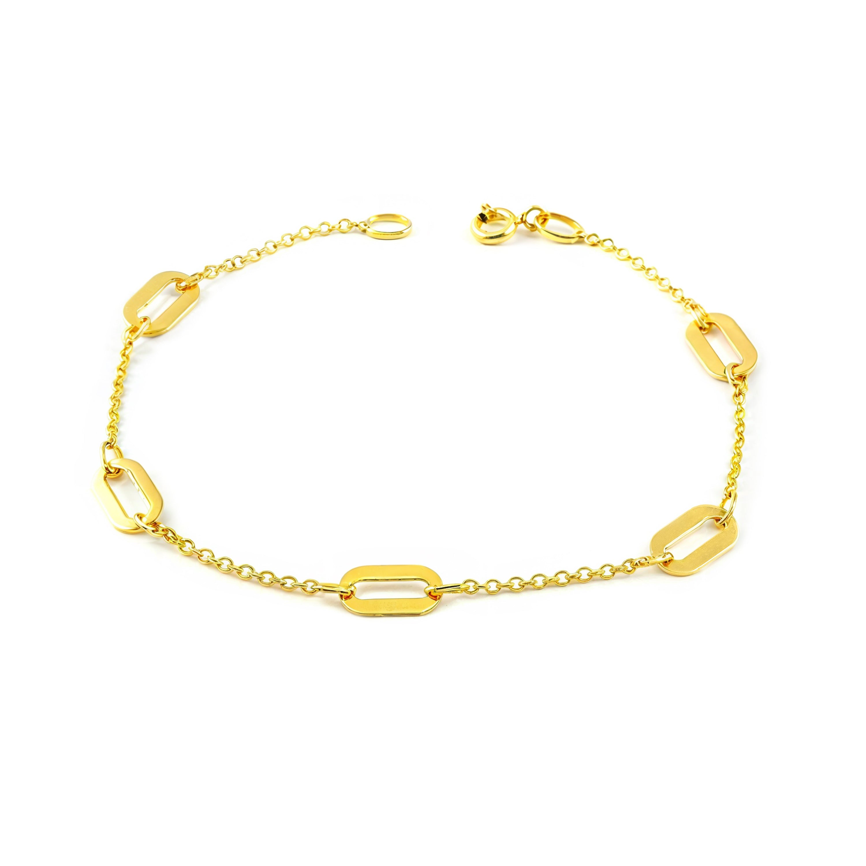 Pulsera Mujer Oro Amarillo 9K Oval Brillo 18 cm