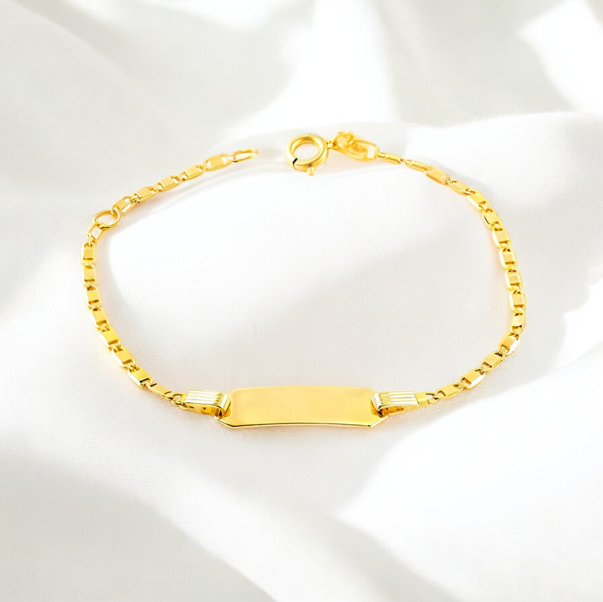 Pulsera Niña Oro Amarillo 18K Personalizada Esclava Valentino Brillo 14 cm