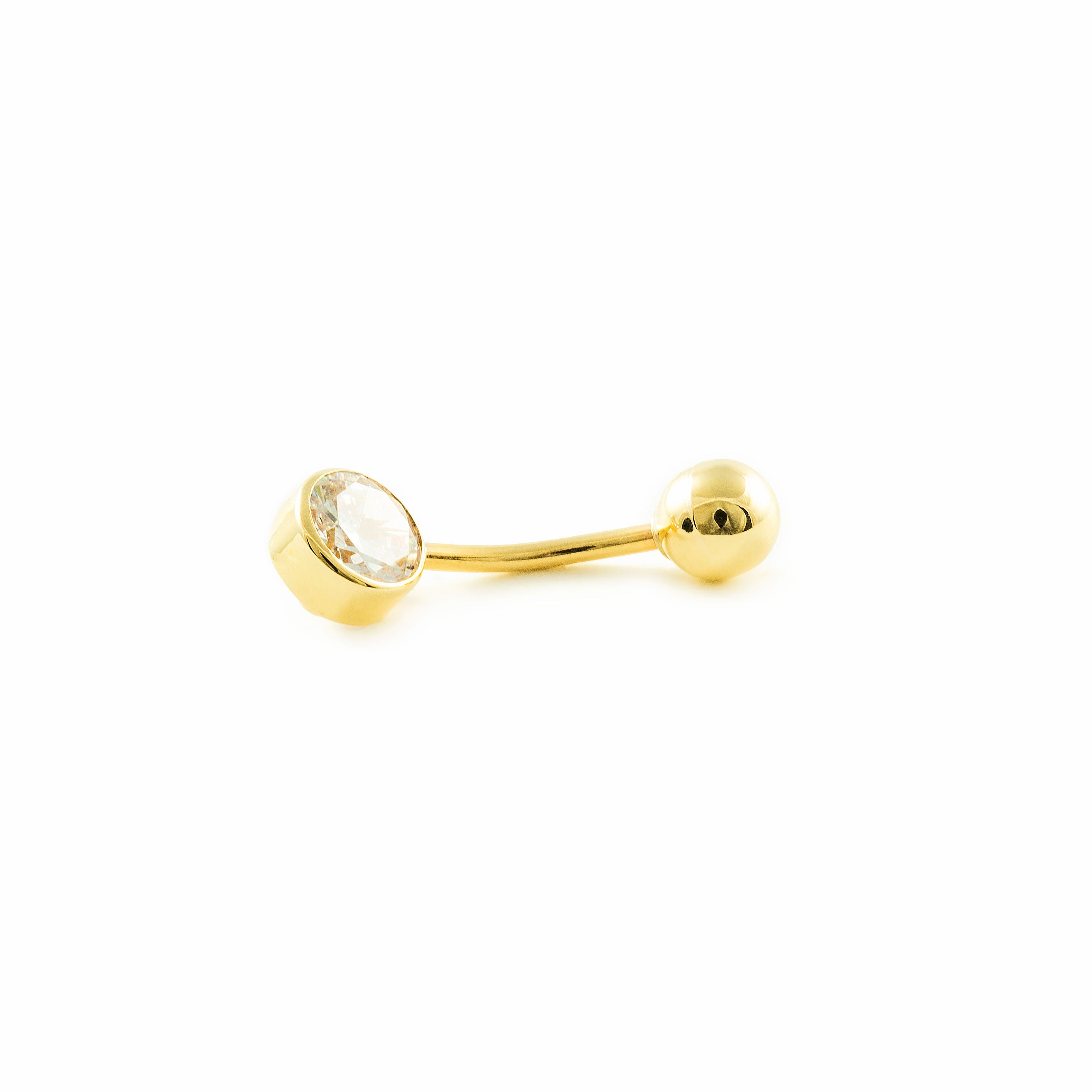 Piercing Oro Amarillo 18K Ombligo Redondo Circonita 6 mm Brillo