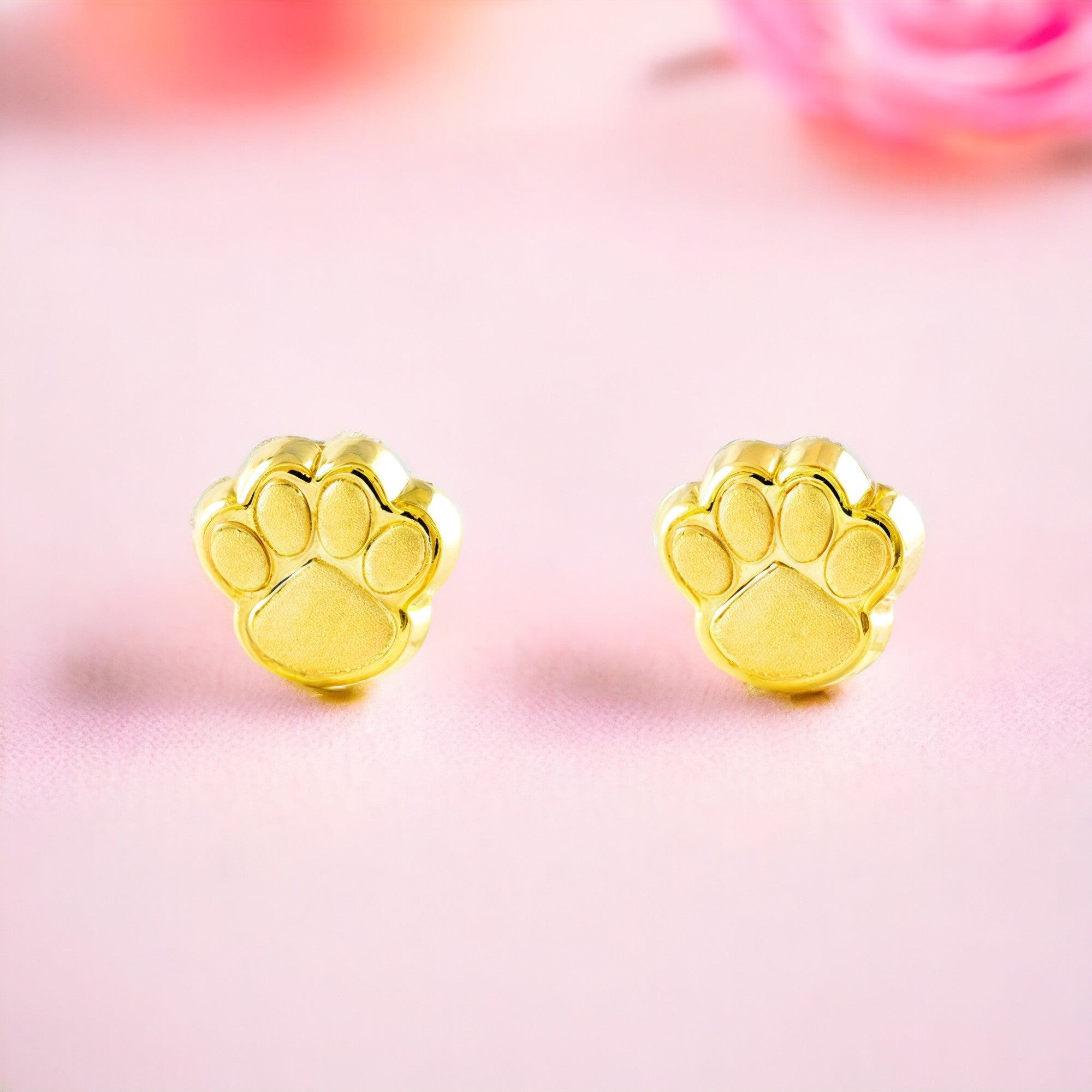 Pendientes Niña Oro Amarillo 9K Zarpa Circonita Mate y Brillo