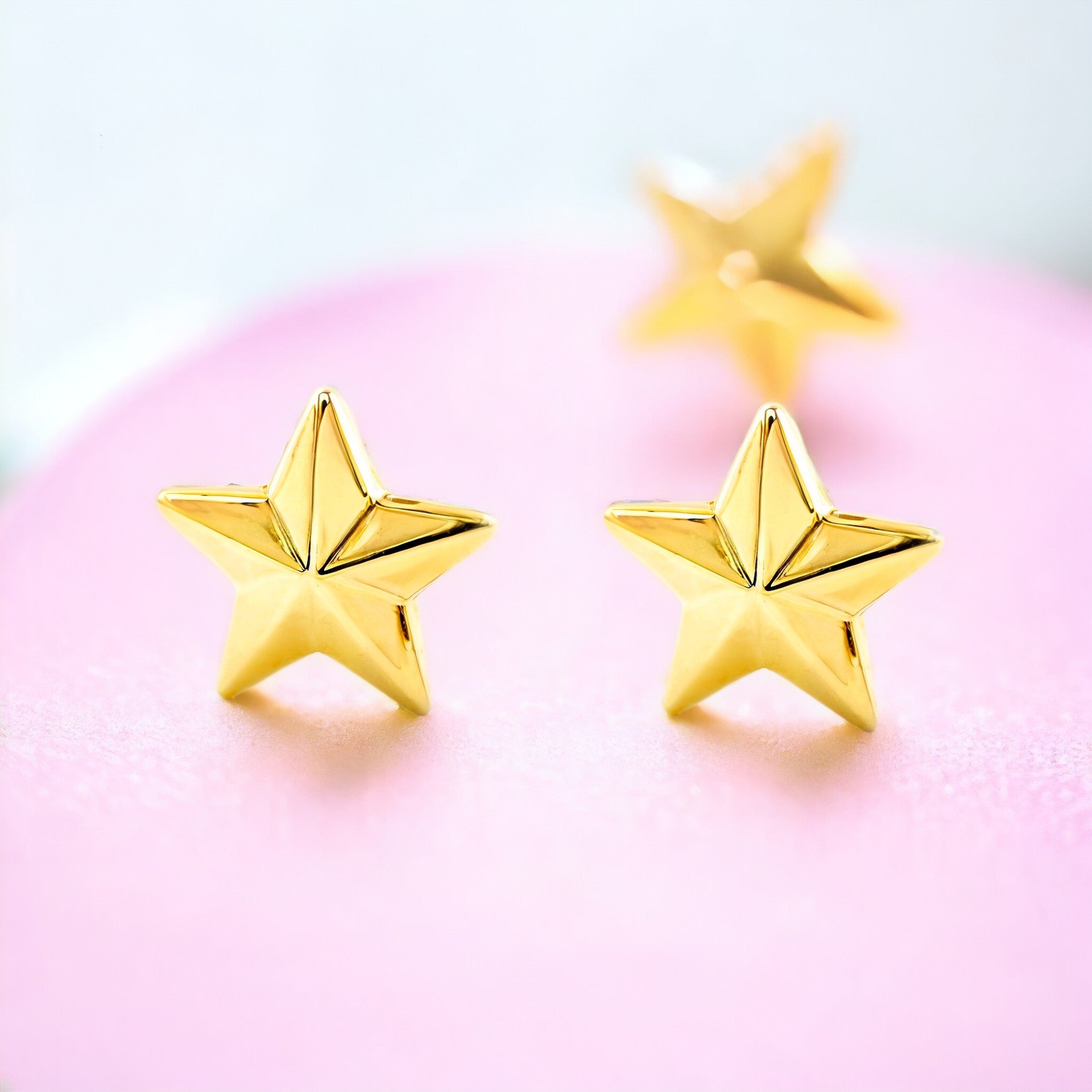 Pendientes Mujer-Niña Oro Amarillo 9K Estrella Brillo