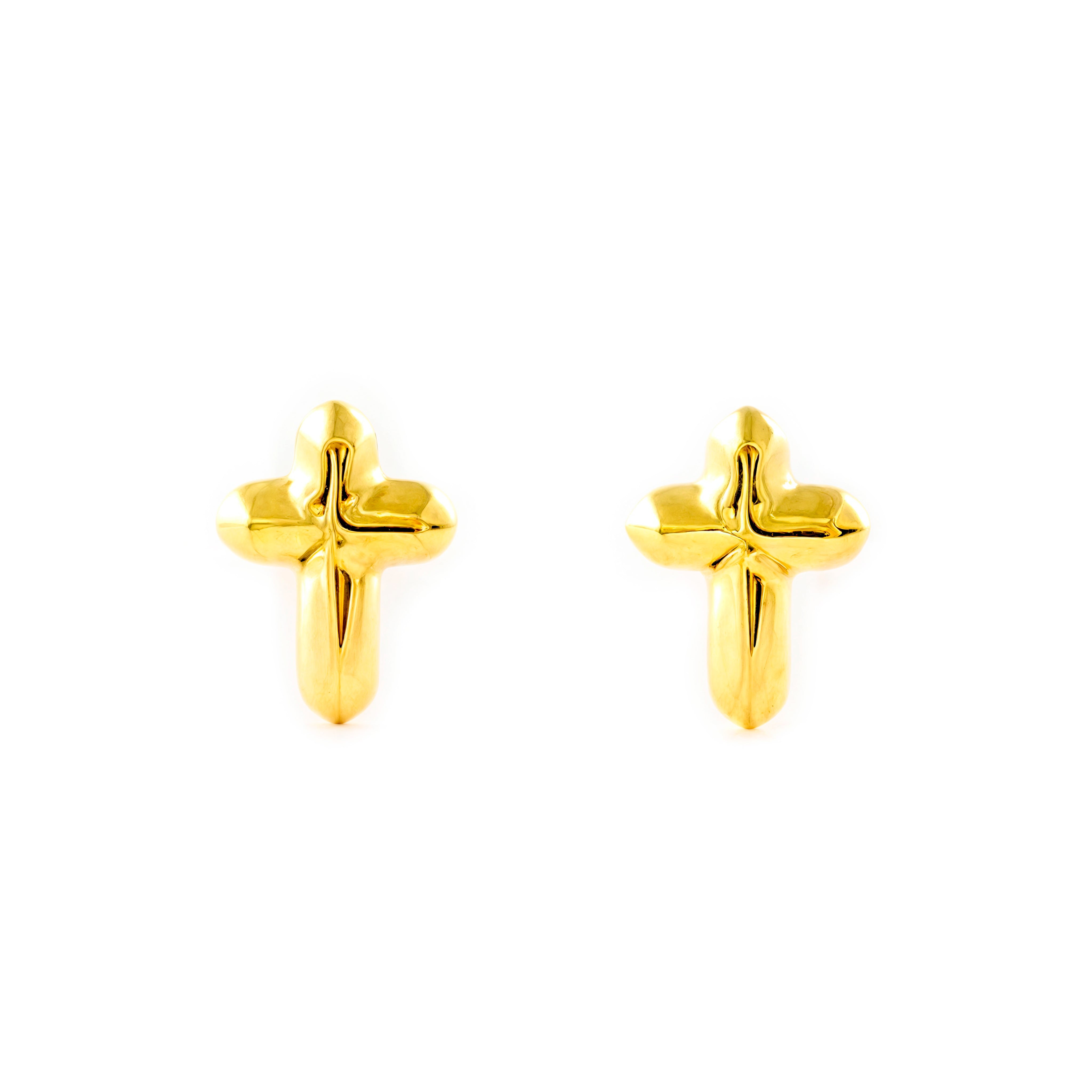 Pendientes Mujer-Niña Oro Amarillo 9K Cruz Brillo