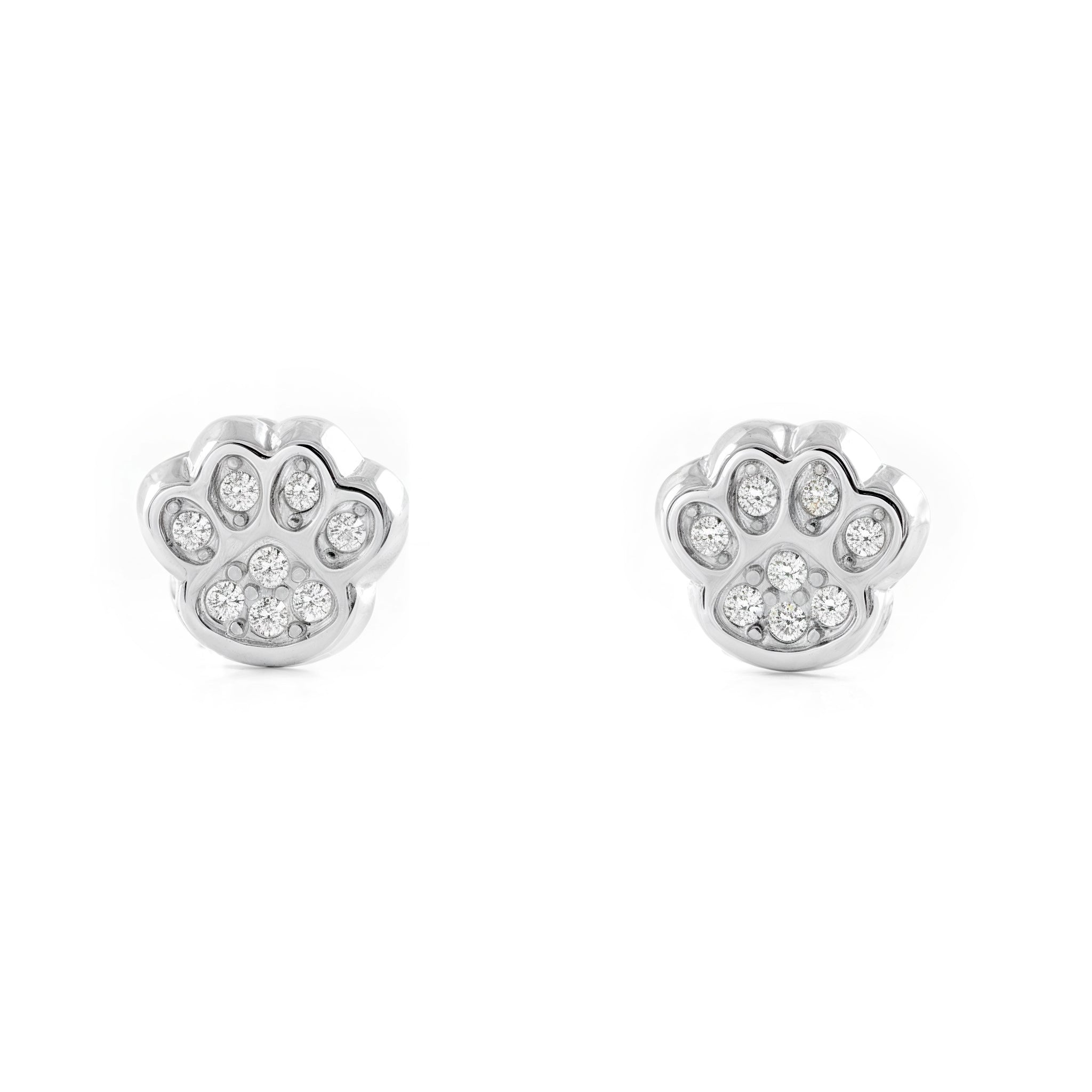 9K White Gold Girl's Earrings with Shiny Zirconia Claws