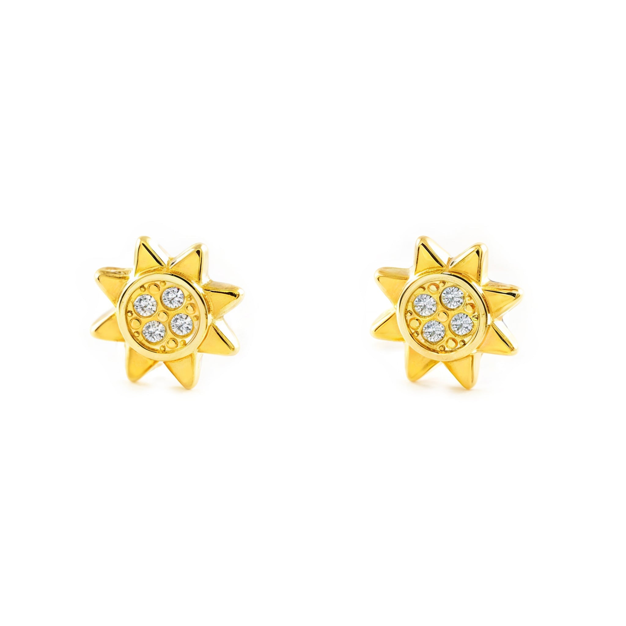 9K Yellow Gold Sun Zirconia Shine Girl's Earrings