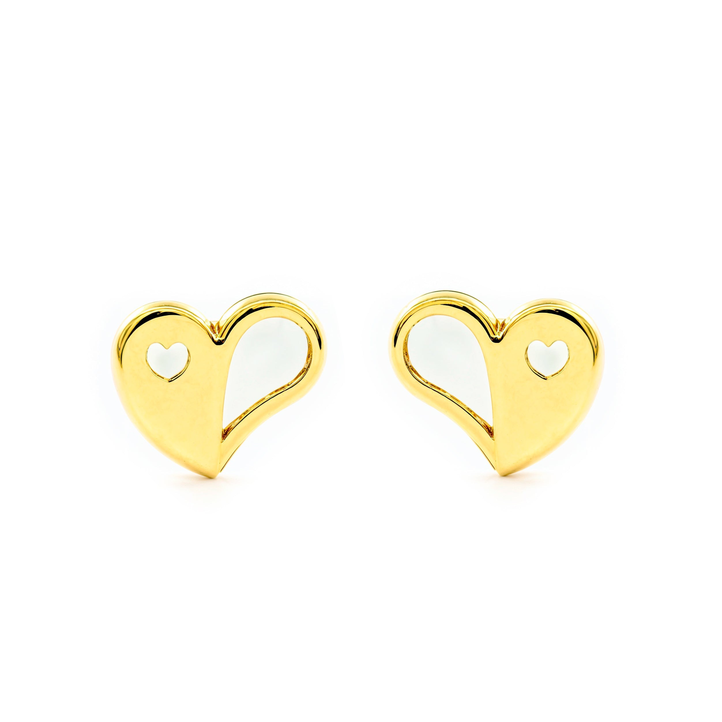 Pendientes Niña Oro Amarillo 9K Nacar Trebol Brillo