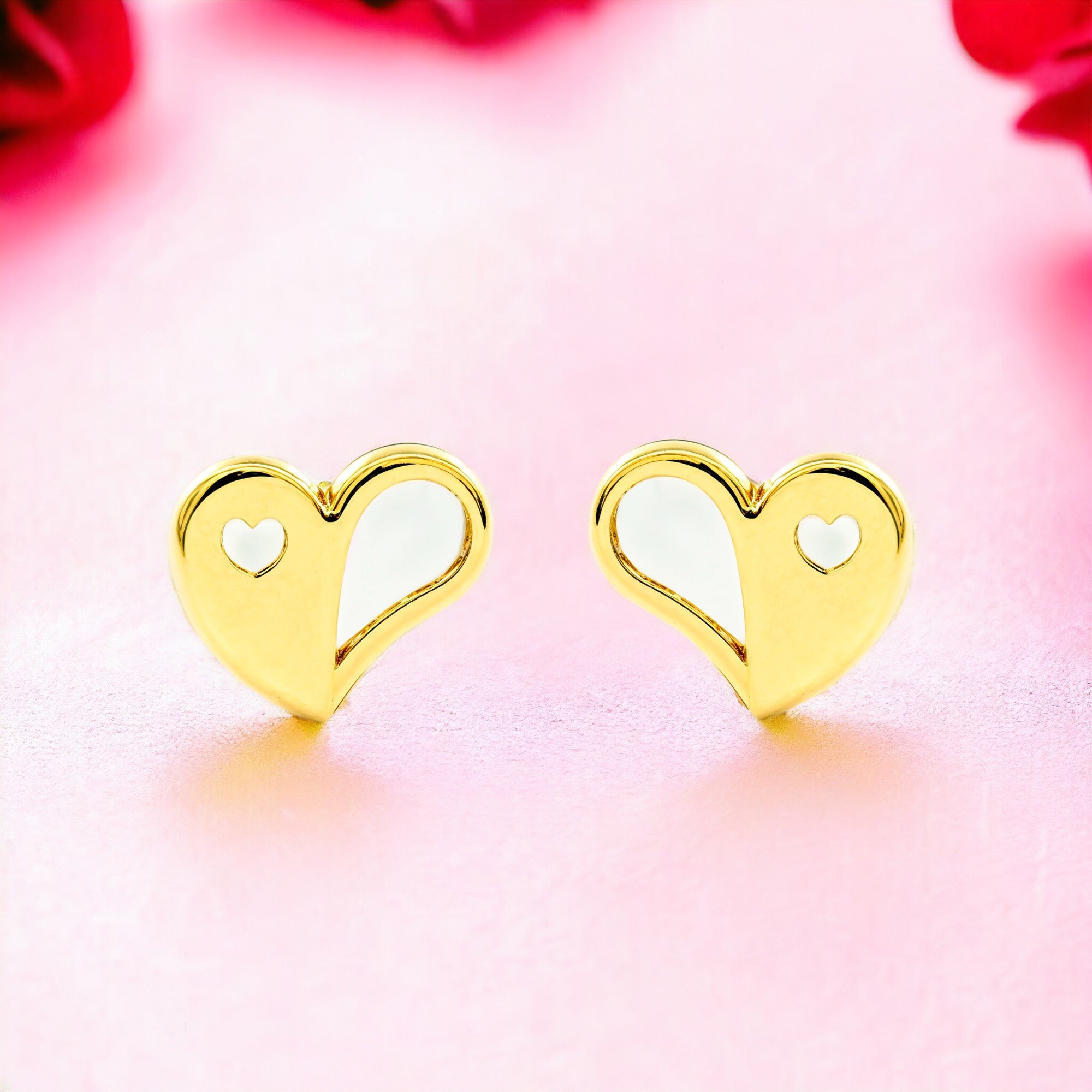 Pendientes Niña Oro Amarillo 9K Nacar Trebol Brillo