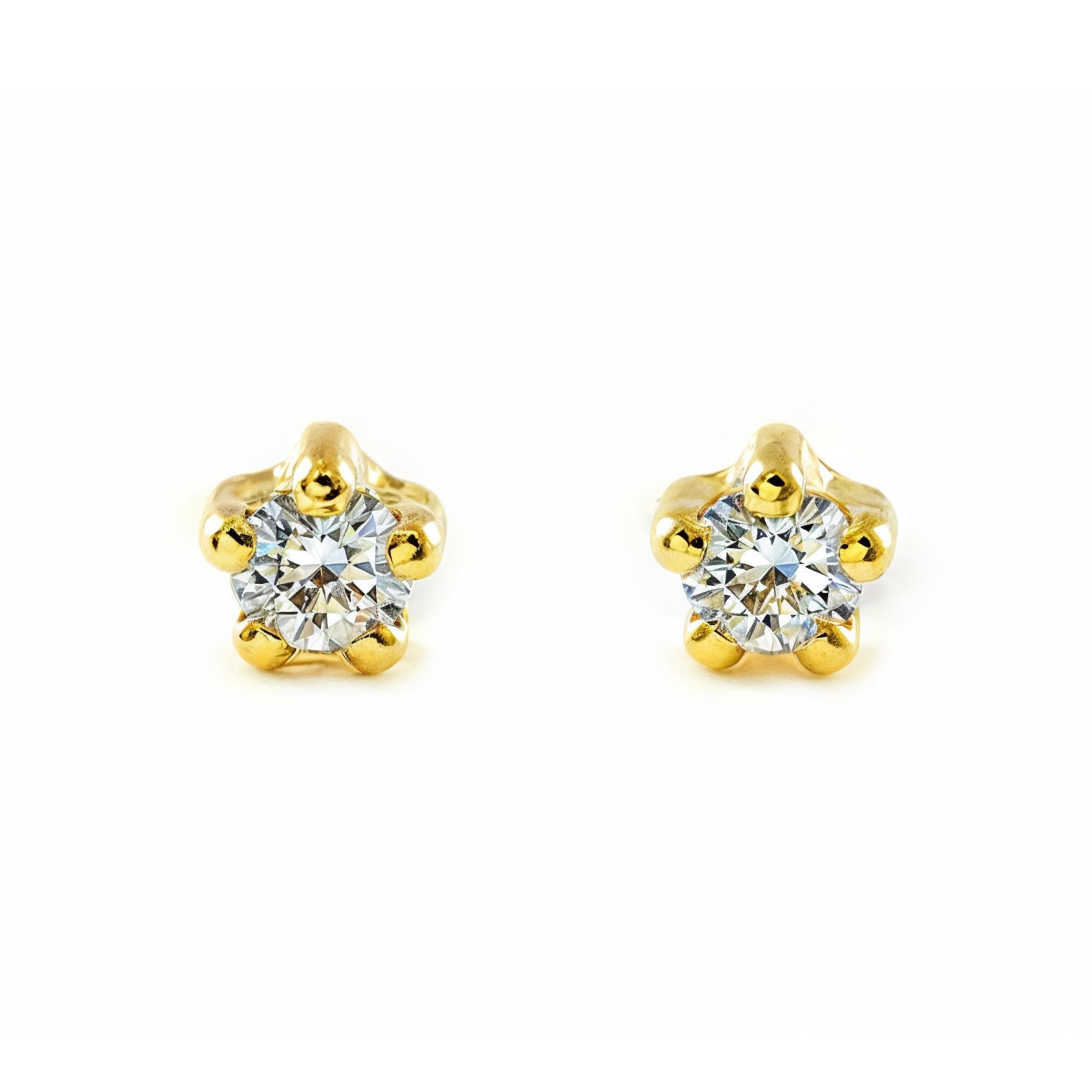 Pendientes Bebe-Niña Oro Amarillo 9K Redondo Circonita Brillo