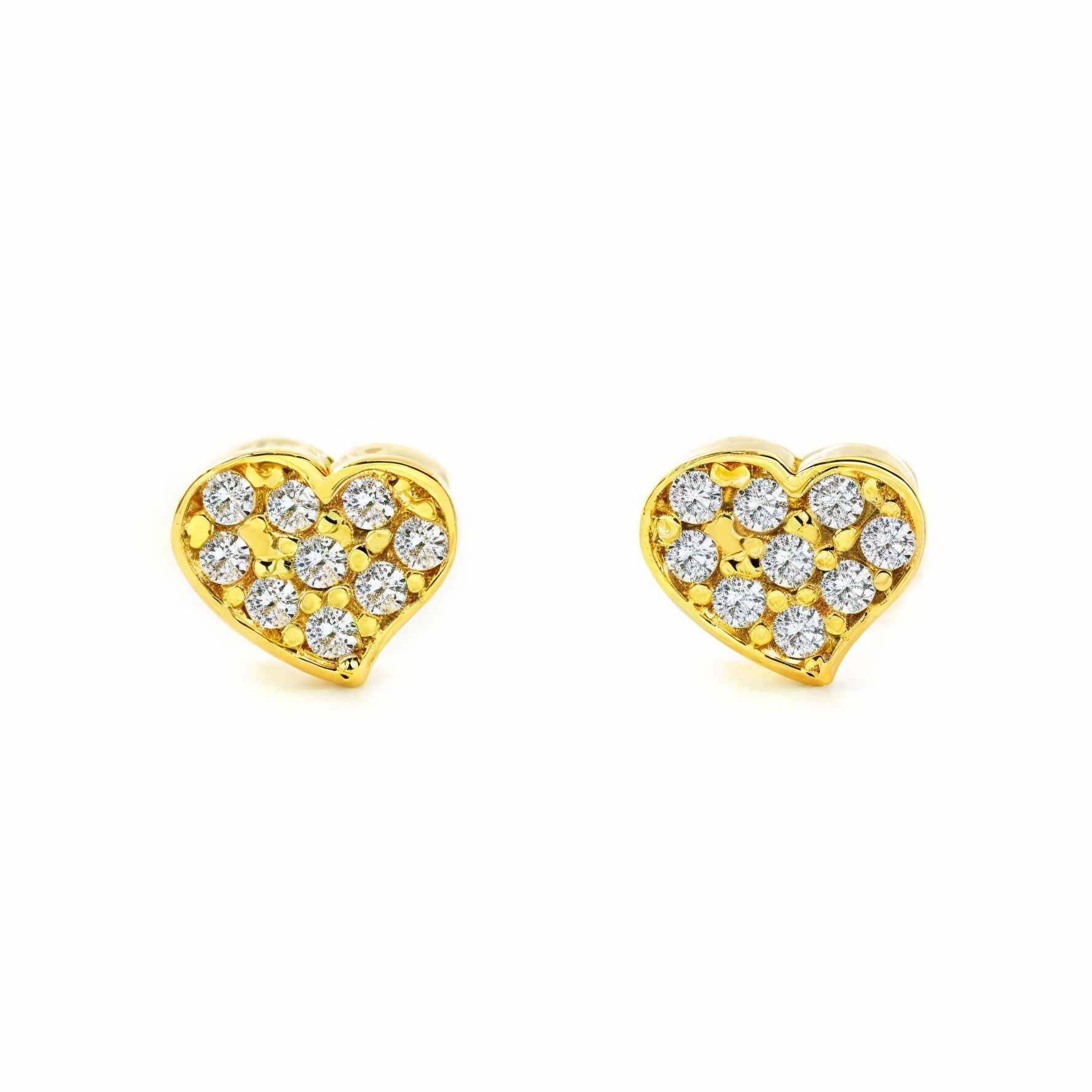 Pendientes Mujer-Niña Oro Amarillo 9K Corazón Circonita Brillo