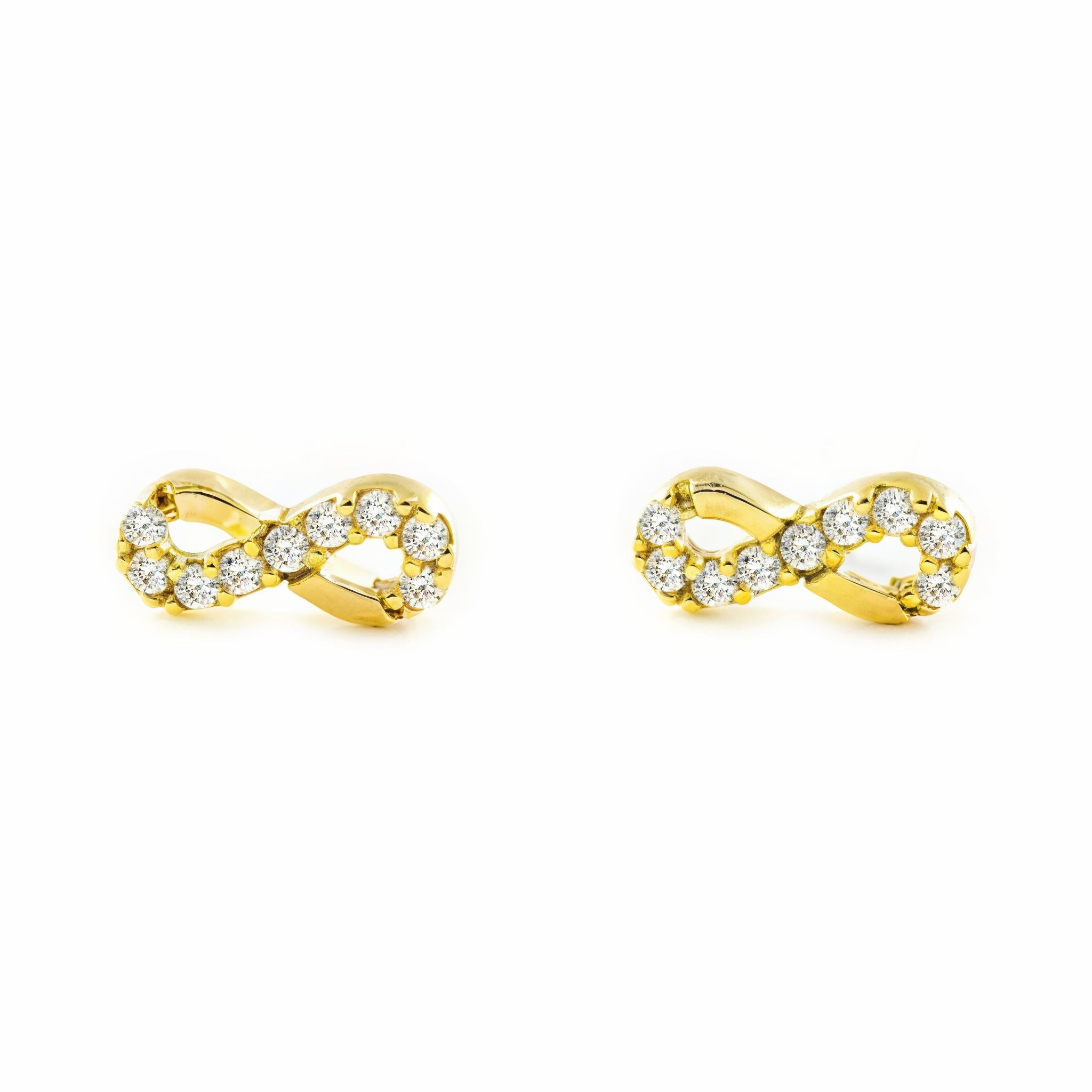 Pendientes Mujer-Niña Oro Amarillo 9K Infinito Circonita Brillo