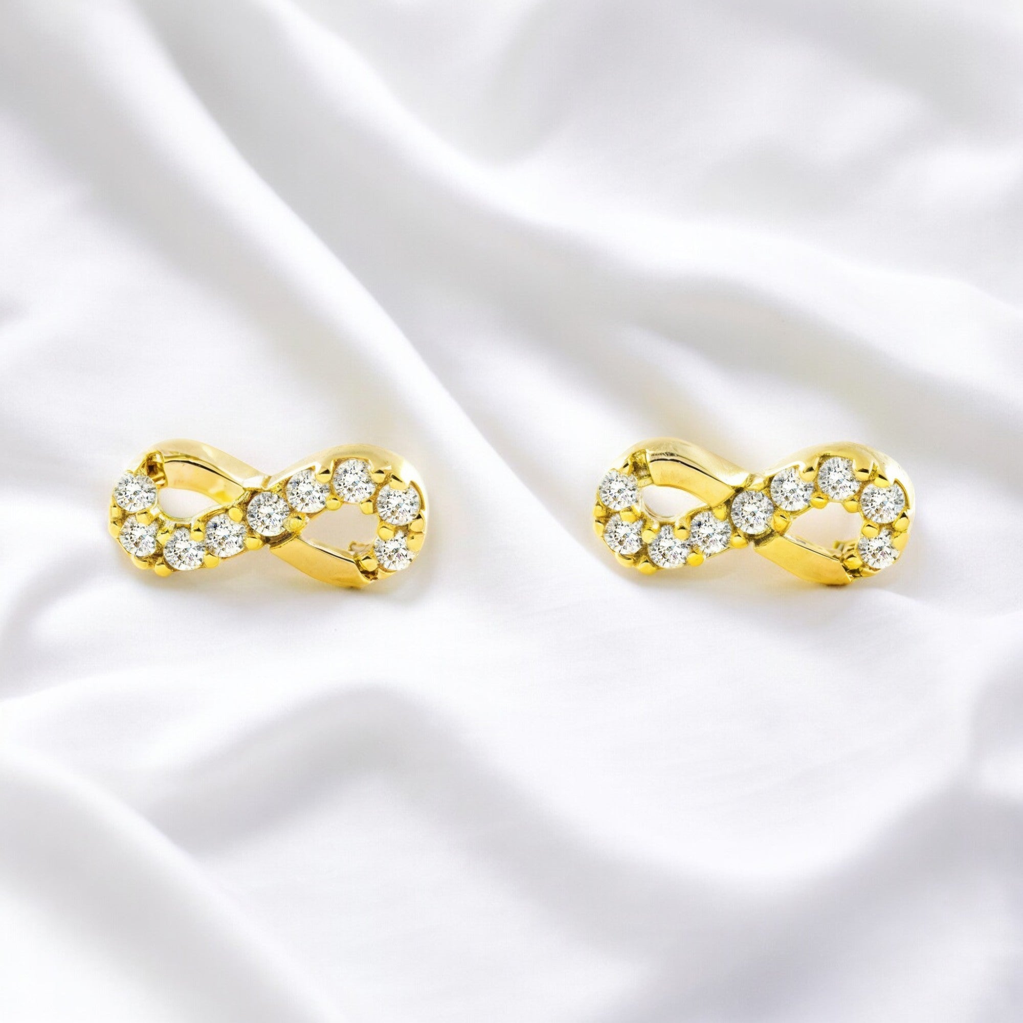Pendientes Mujer-Niña Oro Amarillo 9K Infinito Circonita Brillo