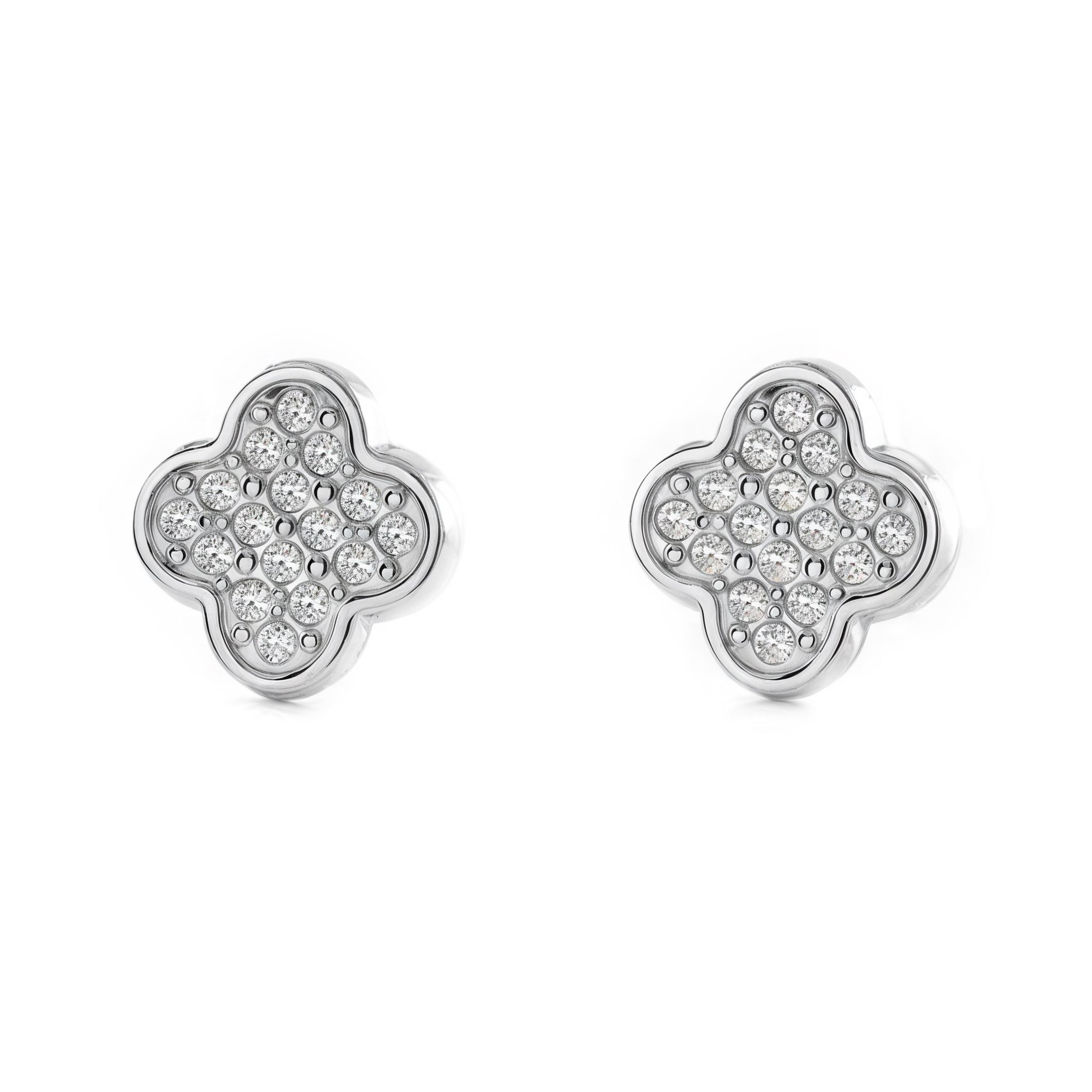 Pendientes Mujer-Niña Oro Blanco 9K Cuatrebol Circonita Brillo