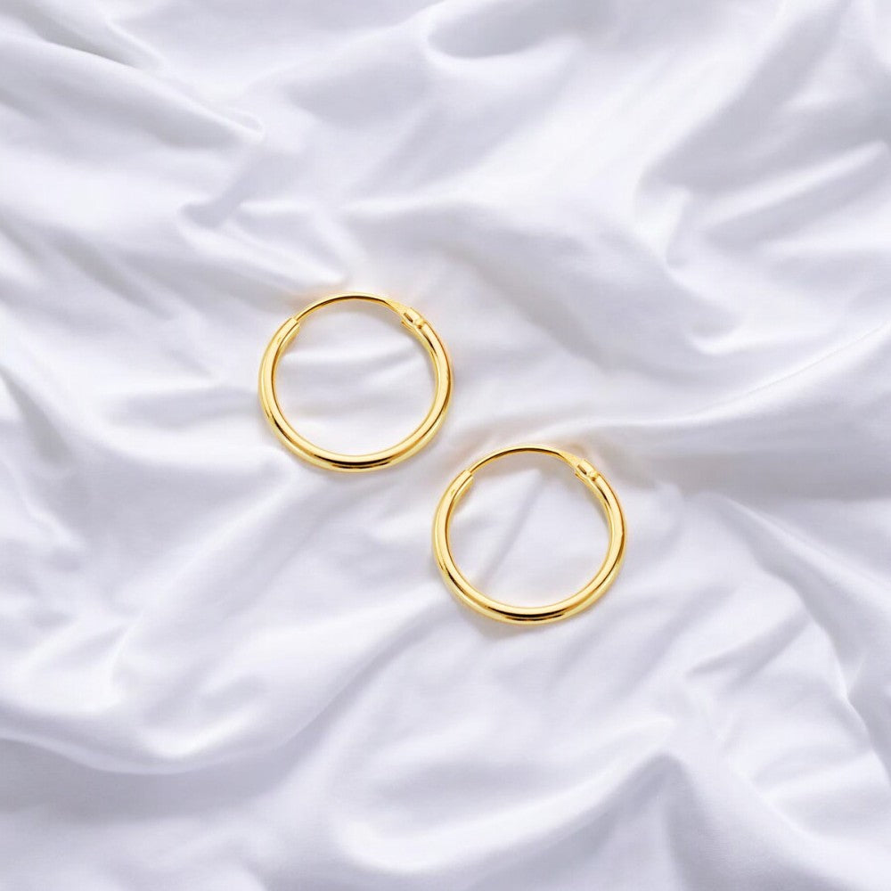 Pendientes Oro Amarillo 9K Aros Redondo Brillo 16 x 1.5 mm