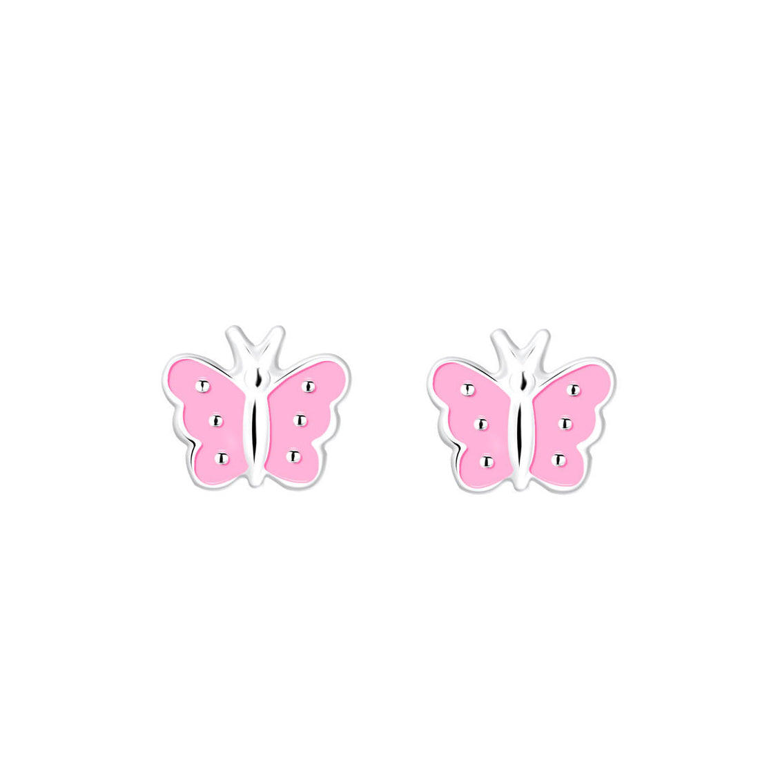 Pendientes Plata de Ley 925 Mariposa Rosa Brillo