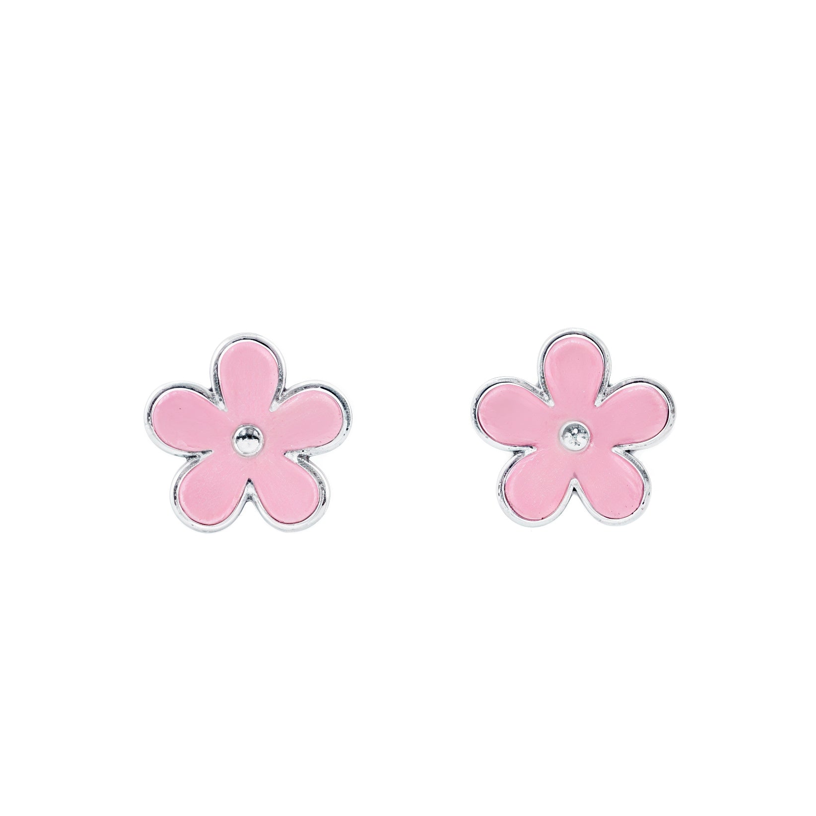 Pendientes Plata de Ley 925 Flor Margarita Rosa Brillo