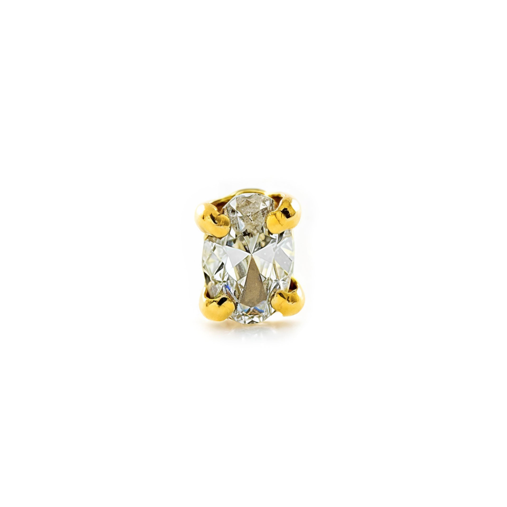 Piercing Oro Amarillo 9K Cartilago Oval Circonita Brillo