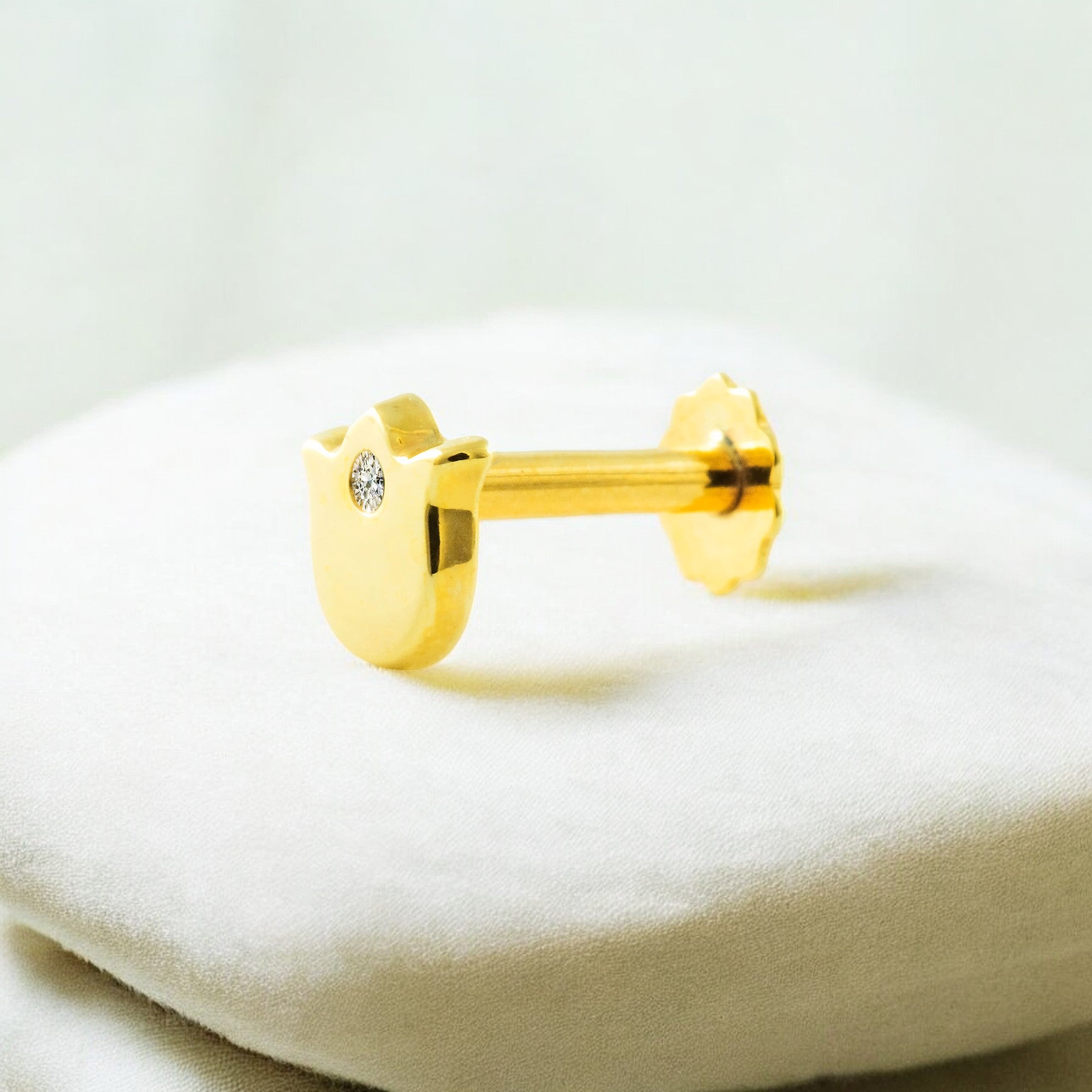 Piercing Oro Amarillo 9K Cartilago Tulipán Circonitas Brillo