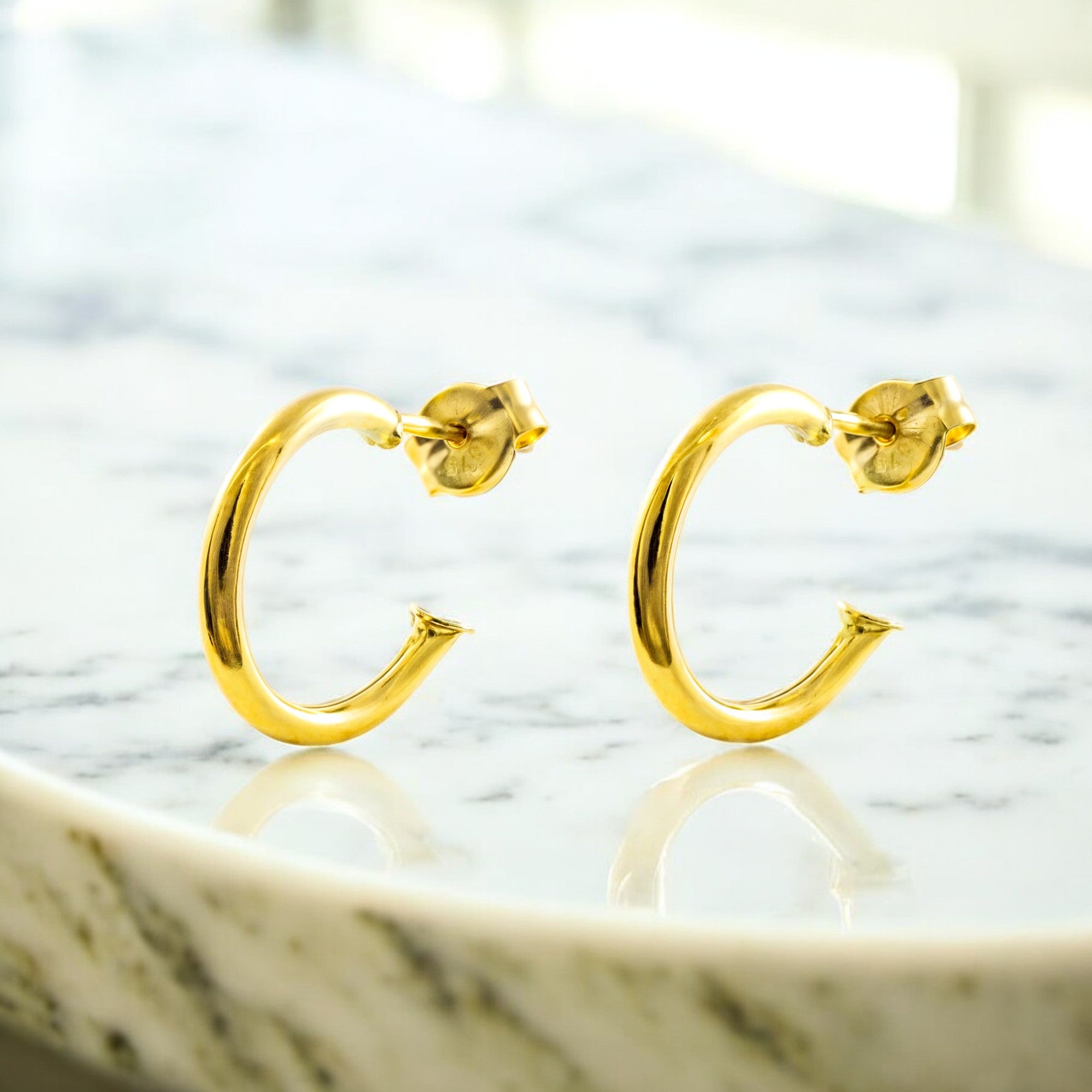 Pendientes Oro Amarillo 9K Aros Redondo Brillo 14 x 1,5 mm