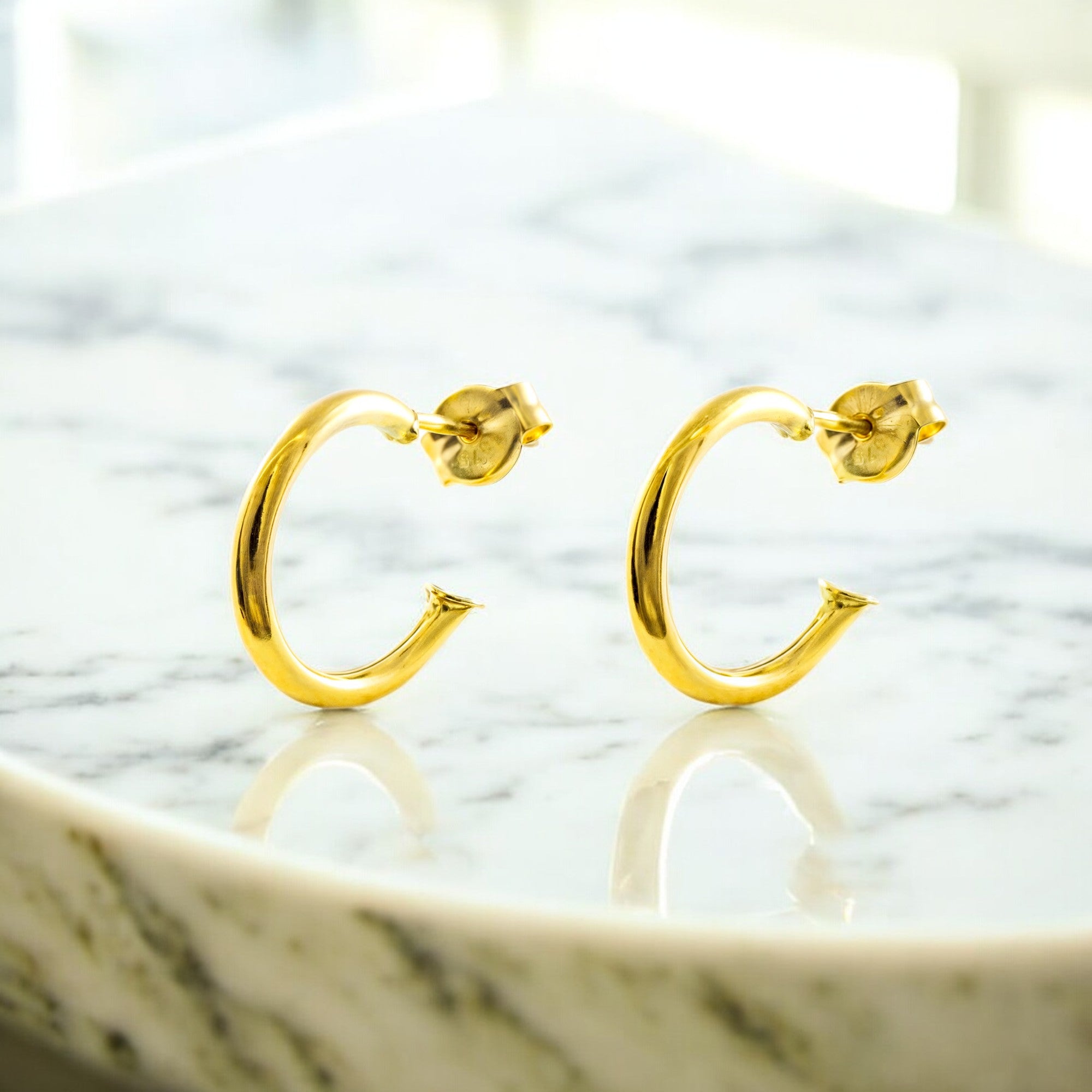 Pendientes Oro Amarillo 9K Aros Redondo Brillo 12 x 1,5 mm