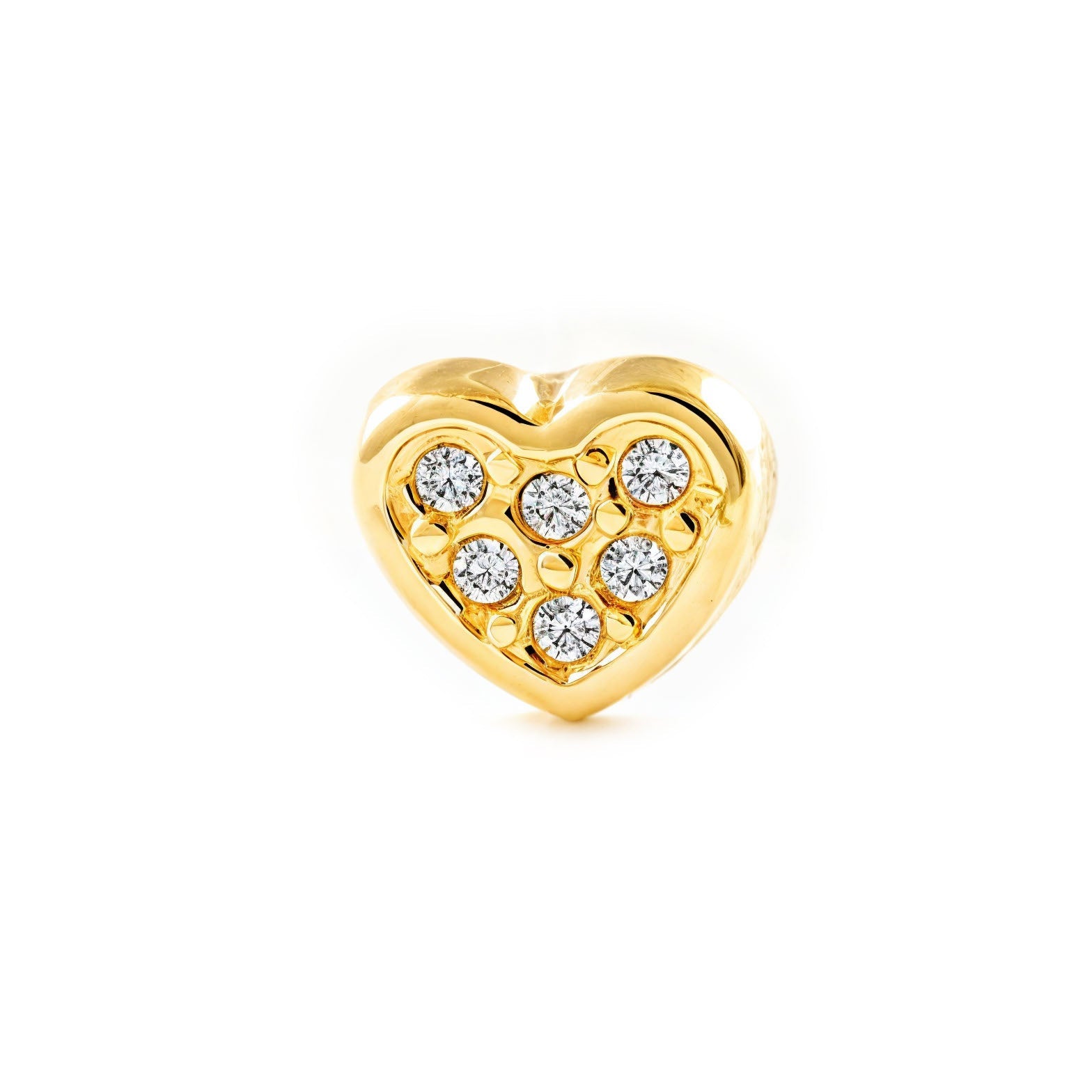 Piercing Oro Amarillo 9K Cartilago Corazón Circonitas Brillo