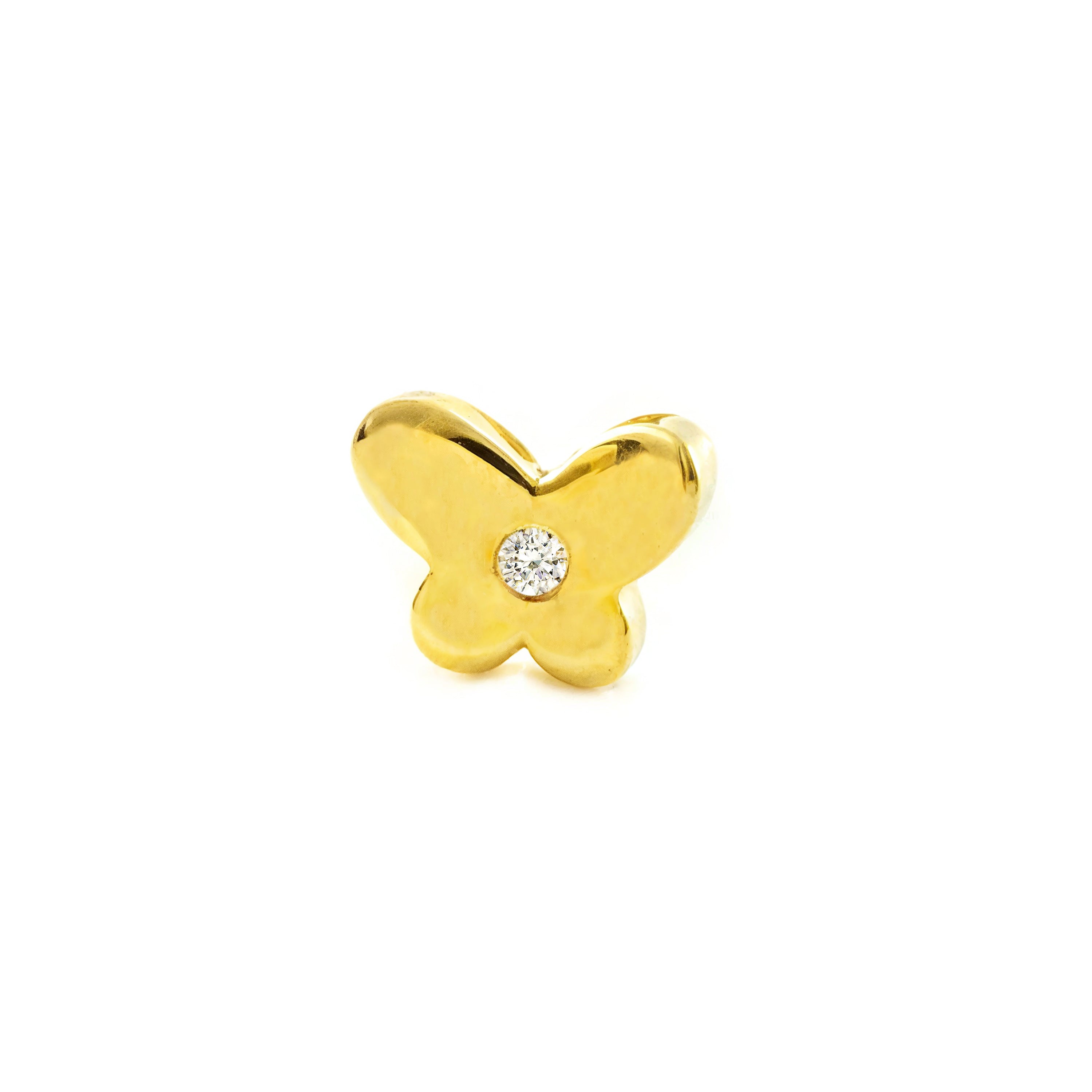 Piercing Oro Amarillo 9K Cartilago Mariposa Circonita Brillo