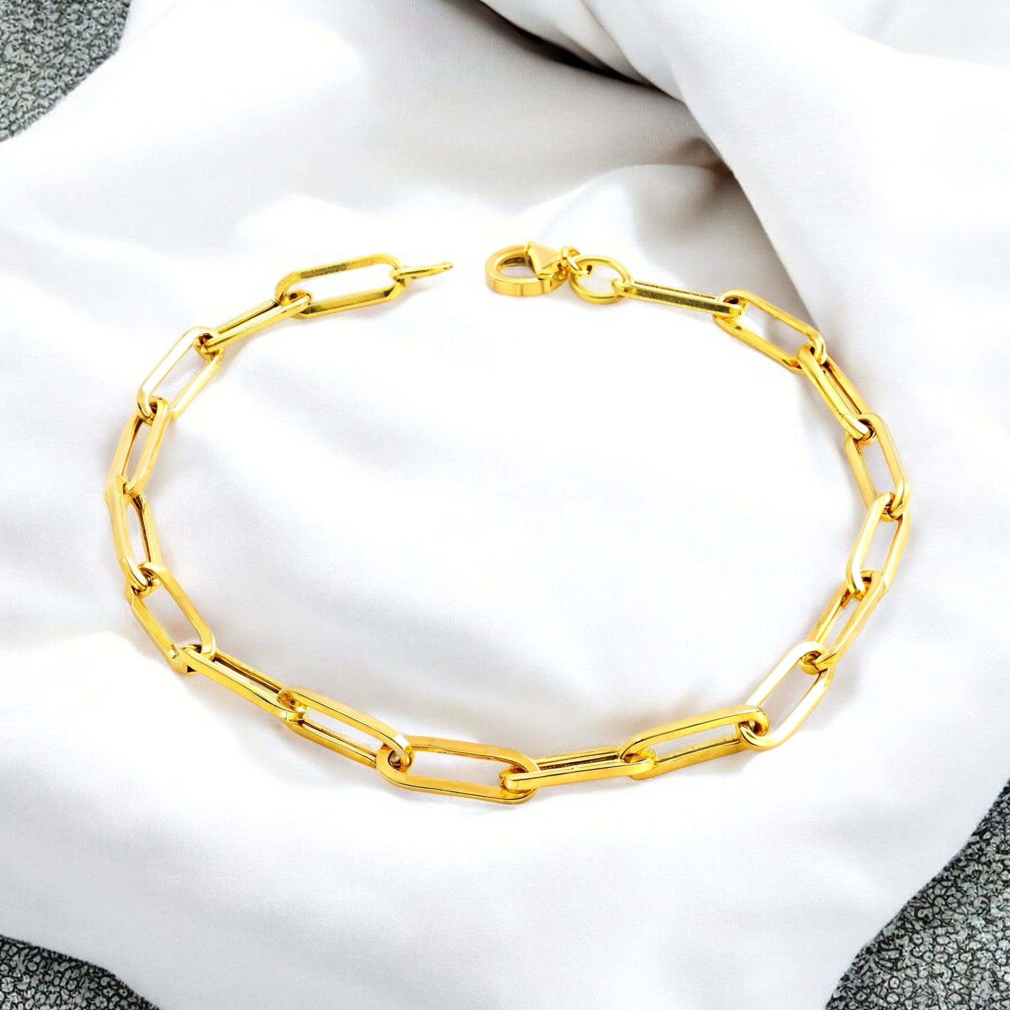 Pulsera Mujer Oro Amarillo 18K Fantasía Oval Brillo 19 cm
