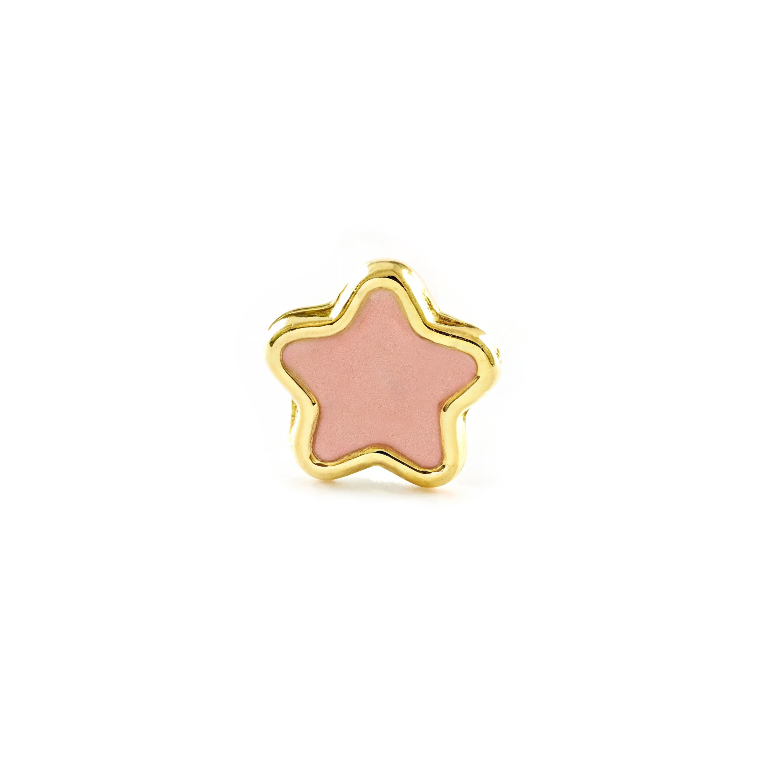 Piercing Oro Amarillo 9K Cartilago Esmalte Estrella Rosa Claro Brillo
