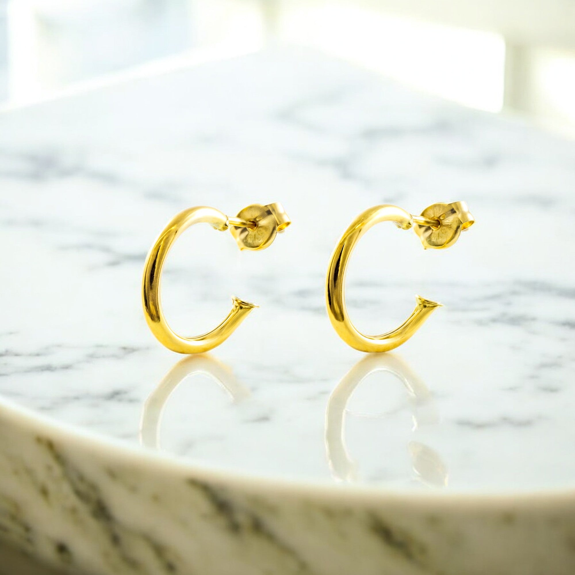 Pendientes Oro Amarillo 9K Aros Redondo Brillo 10 x 1,5 mm