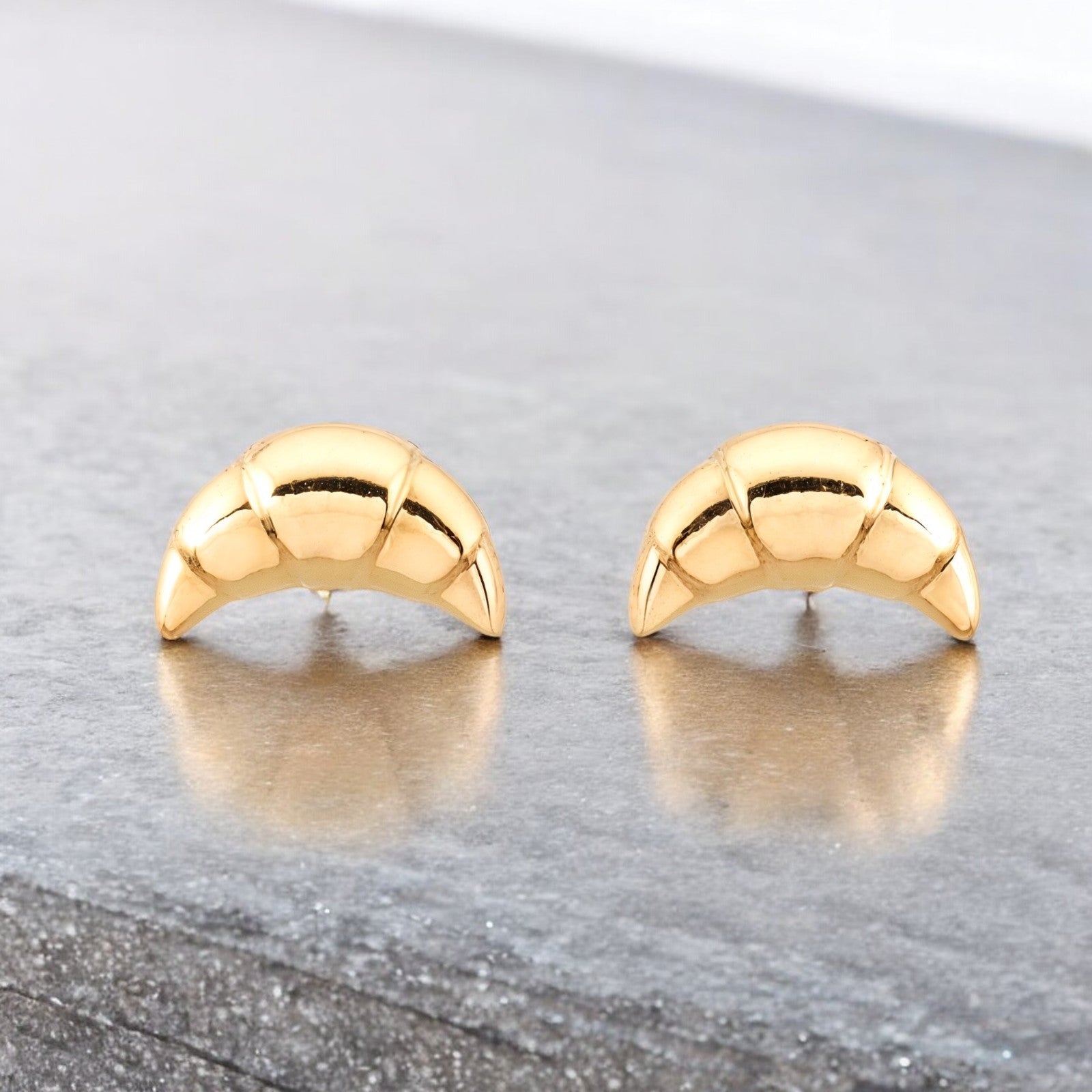 Pendientes Mujer-Niña Oro Amarillo 9K Croissant Brillo