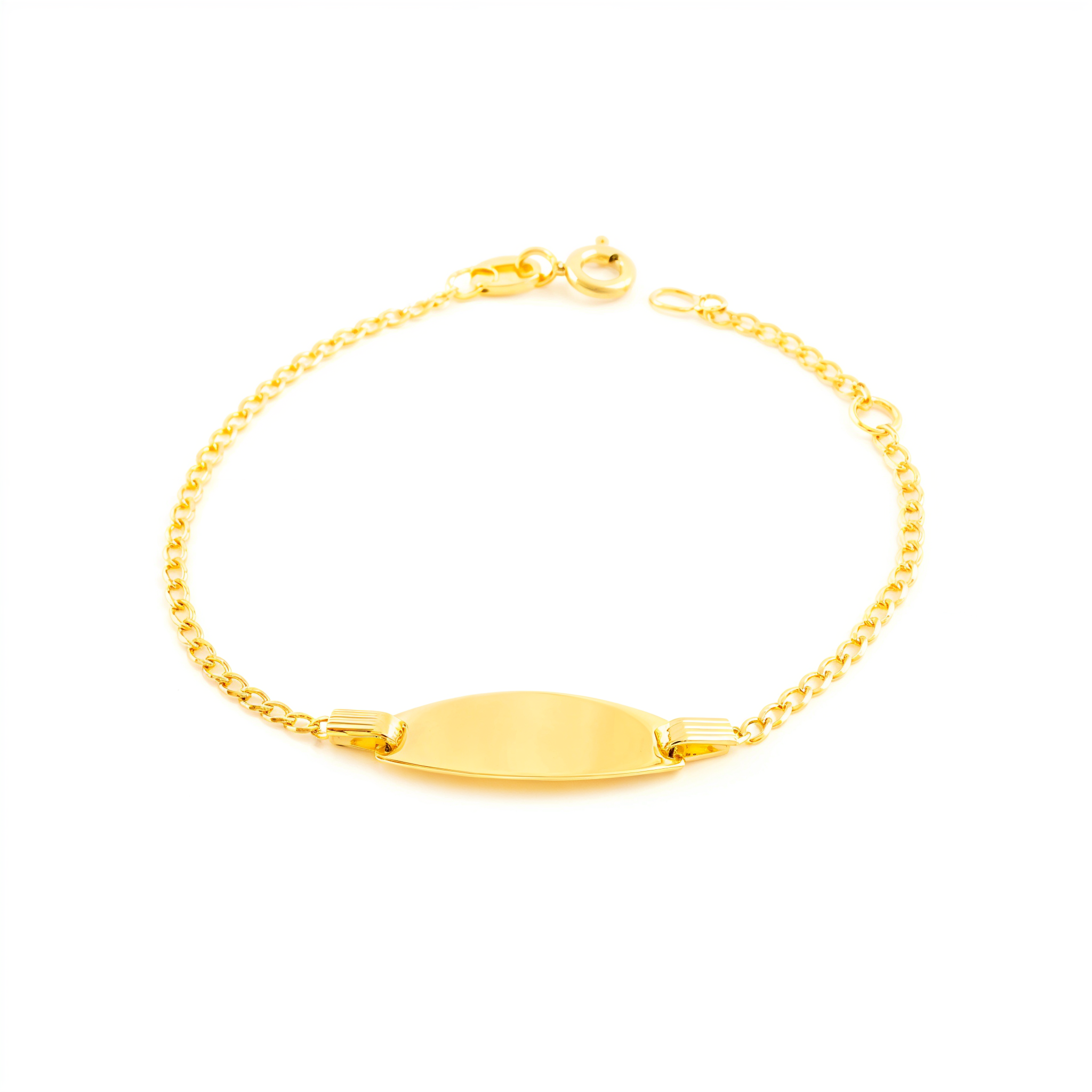 Pulsera Niña Oro Amarillo 9K Personalizada Esclava Barbada Brillo 14 cm