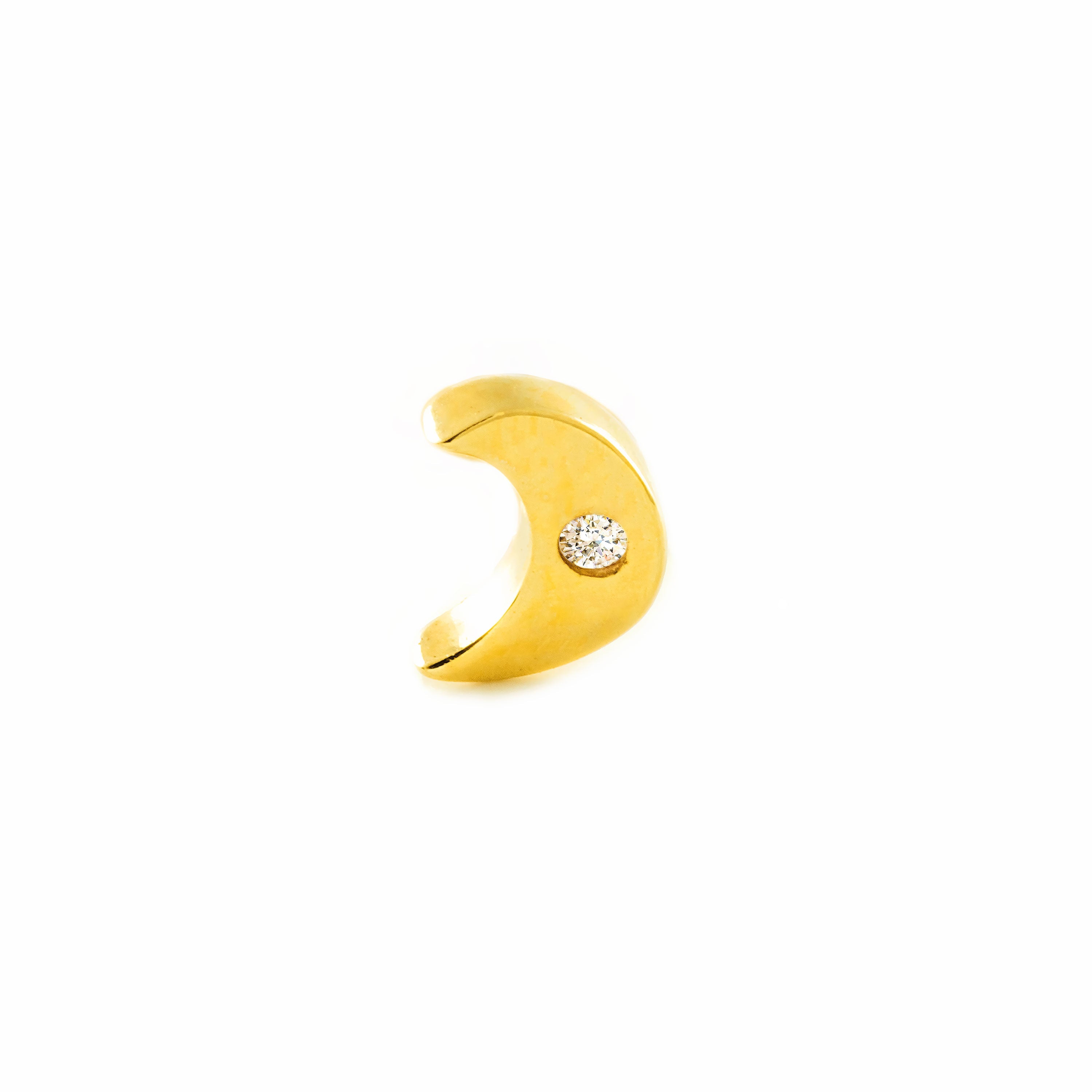 Piercing Oro Amarillo 9K Cartilago Luna Circonita Brillo