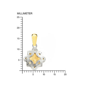 Colgante oro Bicolor cuadrado con nudos (9kts)