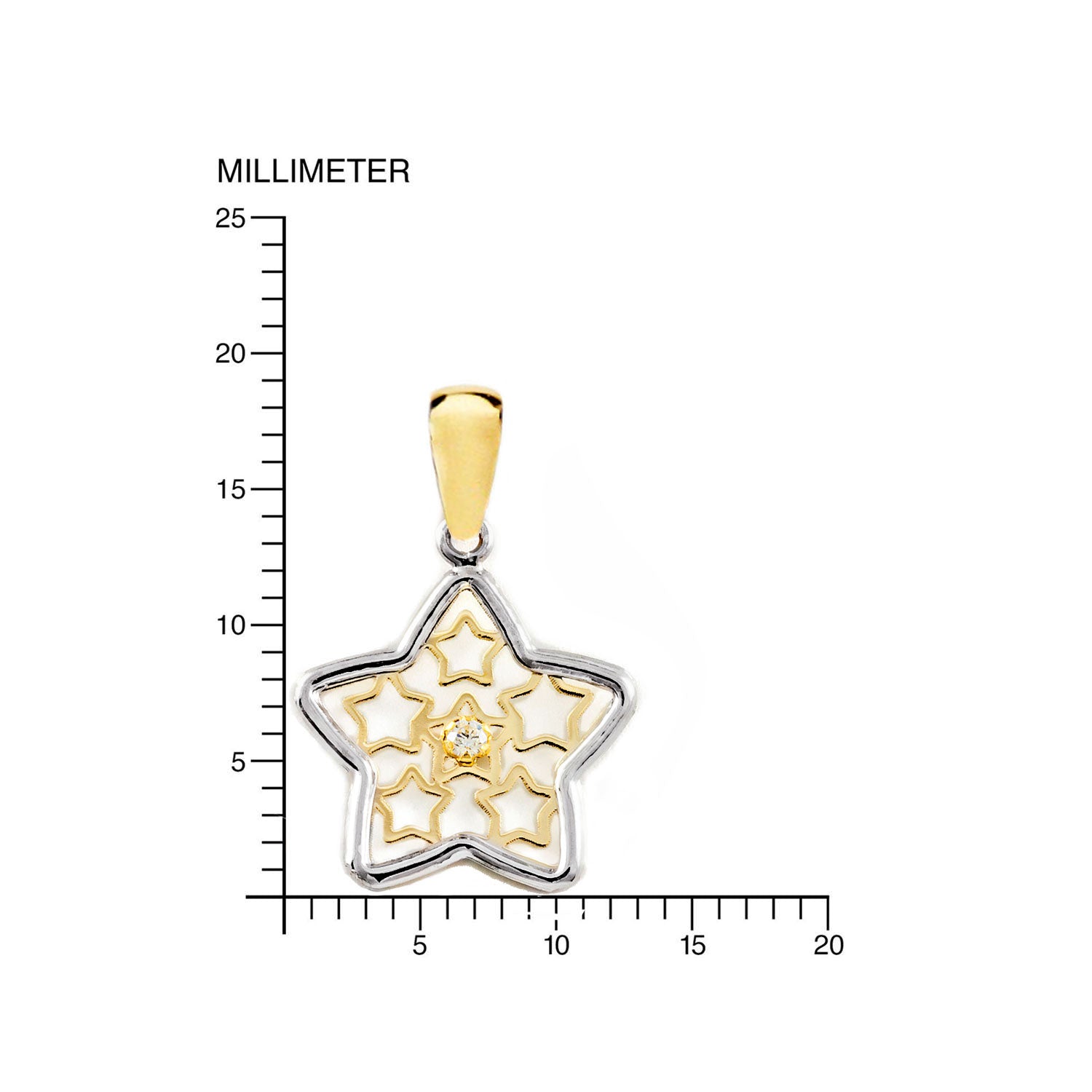 Colgante oro Bicolor Estrellas caladas y circonita (9kts)