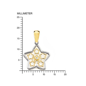 Colgante oro Bicolor Estrellas caladas y circonita (9kts)
