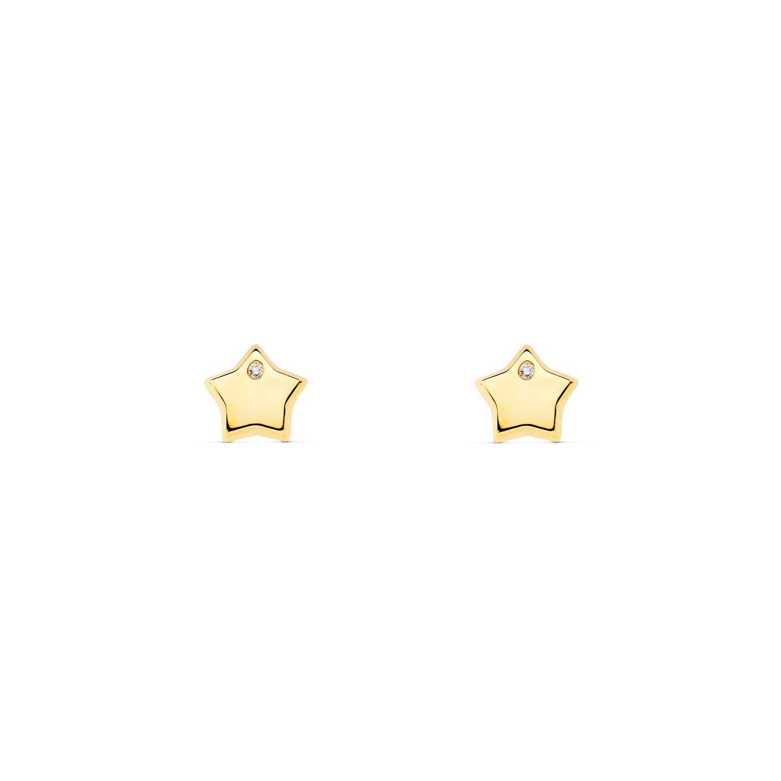 Baby-Girl Earrings 9K Yellow Gold Shiny Zircon Star