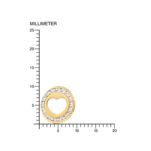 Pendientes Oro niña redondo corazón nacar cerco circón (9Kts)
