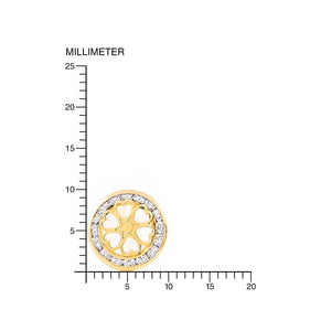 Pendientes Oro niña redondo corazones nacar cerco circón (9Kts)