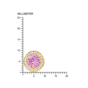 Pendientes Oro niña redondo con centro rosa y cerco circón (9Kts)