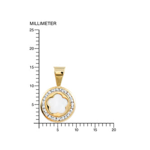 Colgante Oro Redondo margarita nacar cerco circón (9kts)