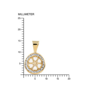 Colgante redondo corazones nacar cerco circón (9Kts)