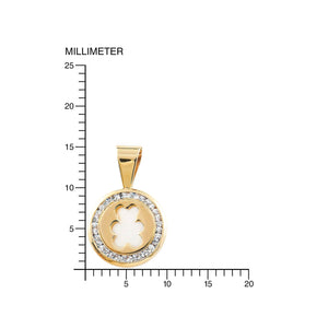 Colgante Oro Redondo oso fondo nacar y cerco circon (9kts)