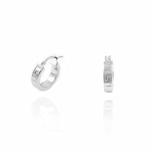 Pendientes Oro Blanco Aro liso cuadrado Greca 15x4 mm