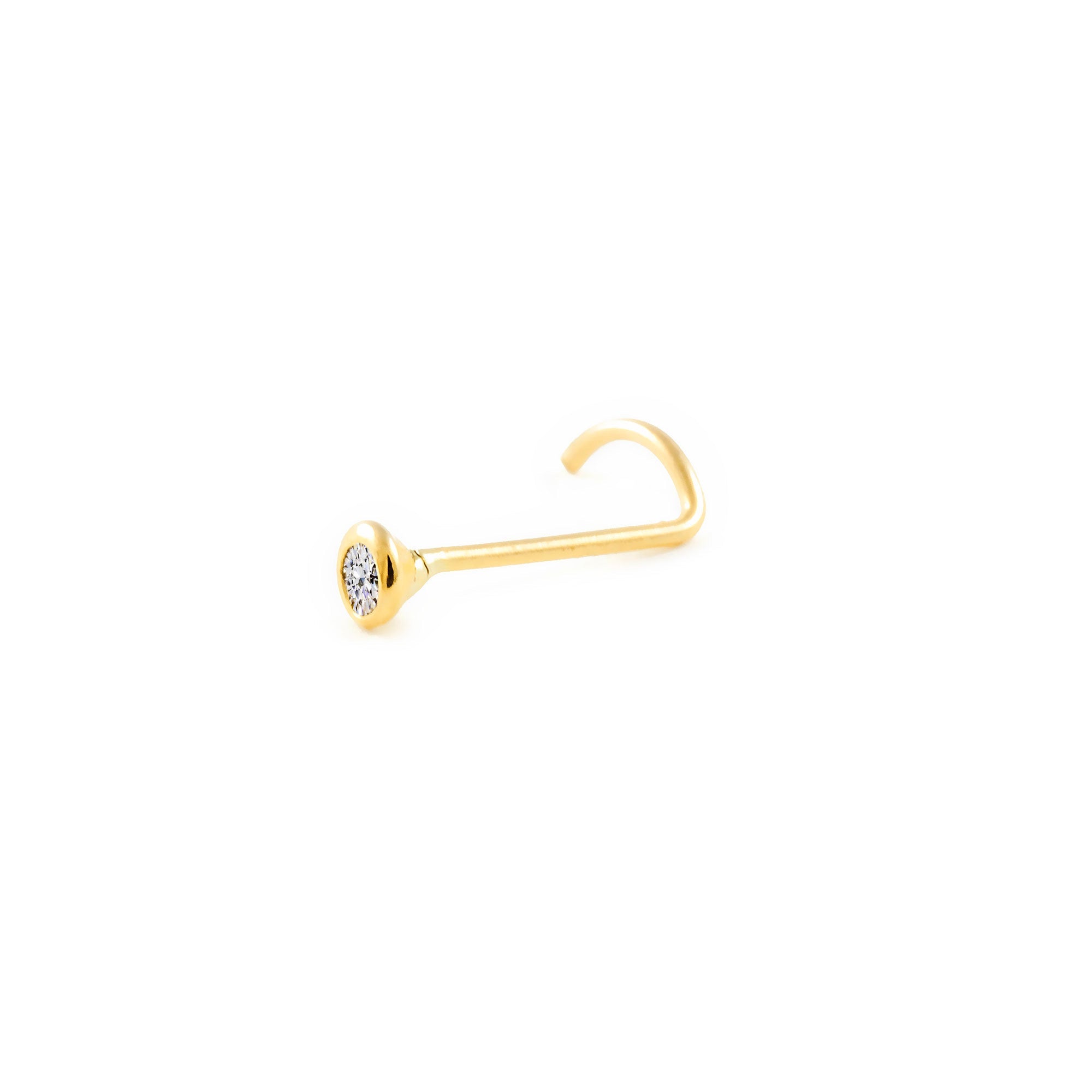 9K Yellow Gold Nose Piercing Cone Zirconia 2 mm Shine