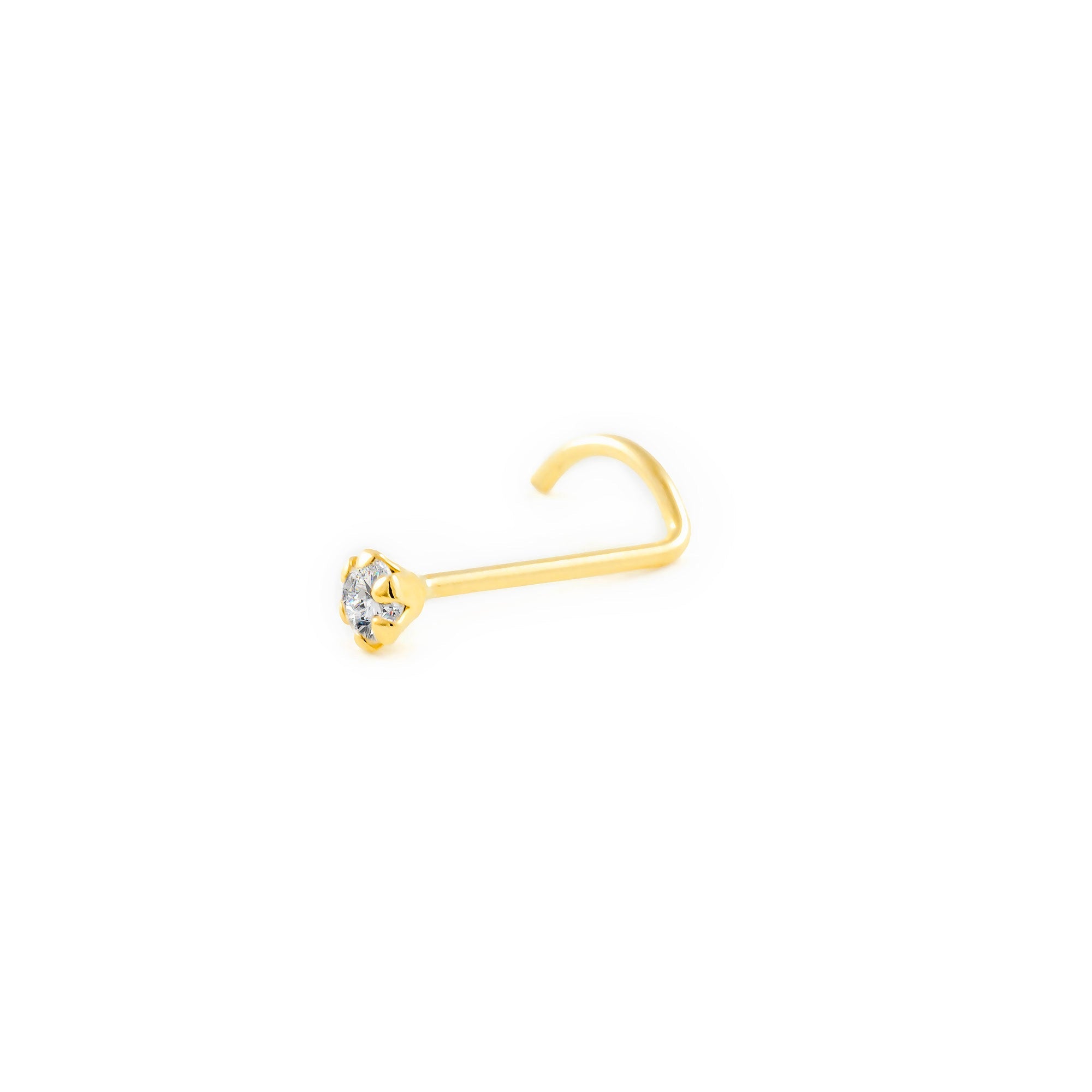 Piercing Oro Amarillo 9K Nariz Circonita 2 mm Brillo