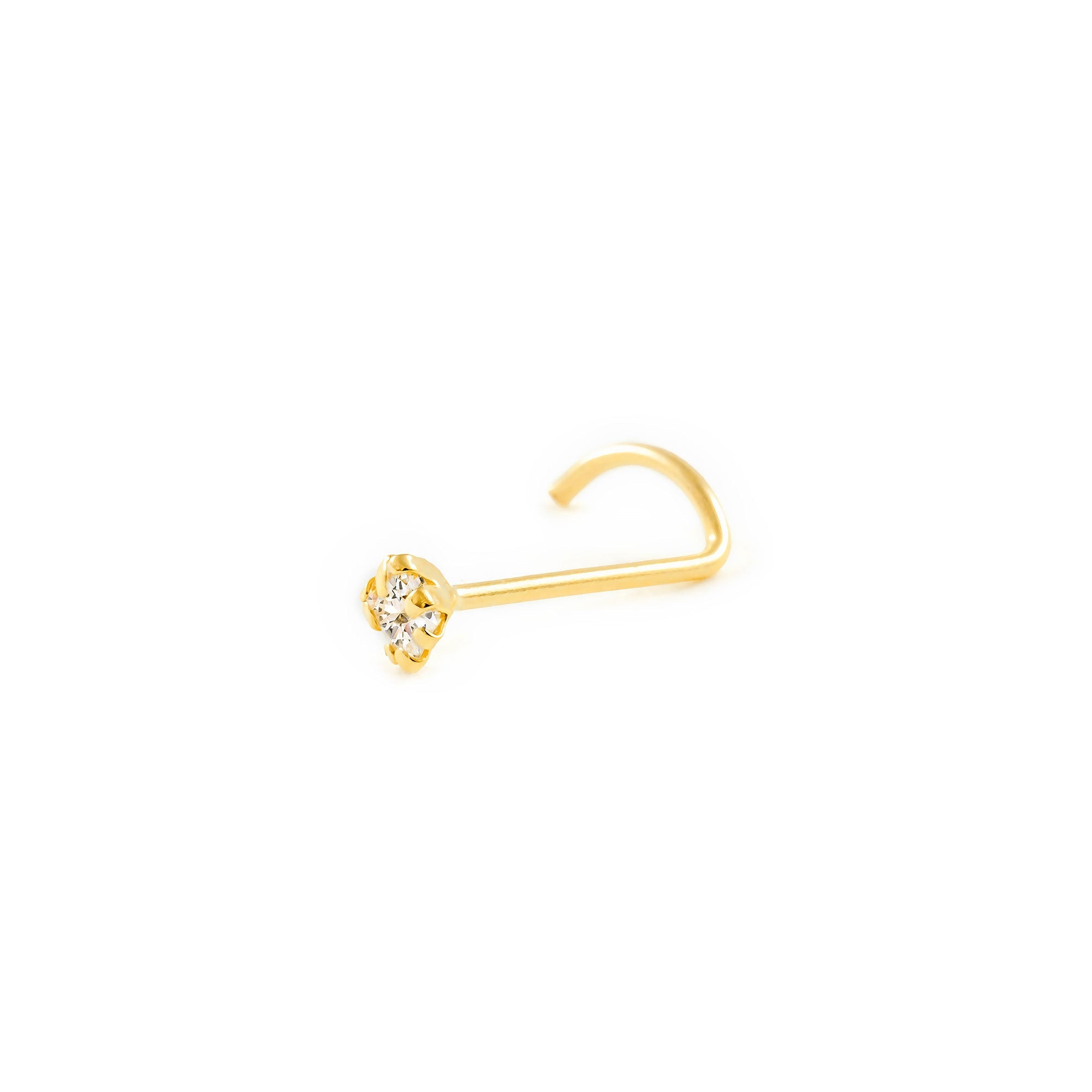 9K Yellow Gold Square Shiny Zirconia Nose Piercing