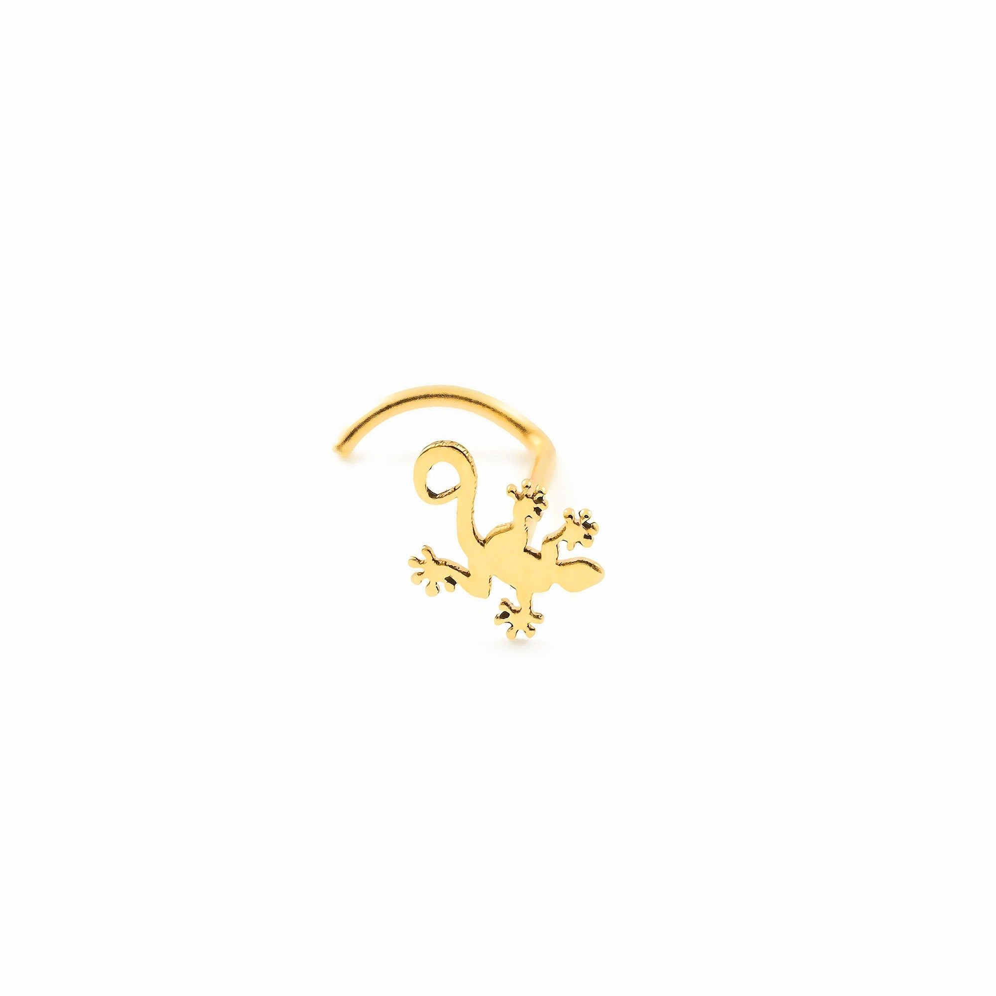 9K Yellow Gold Glitter Lizard Nose Piercing